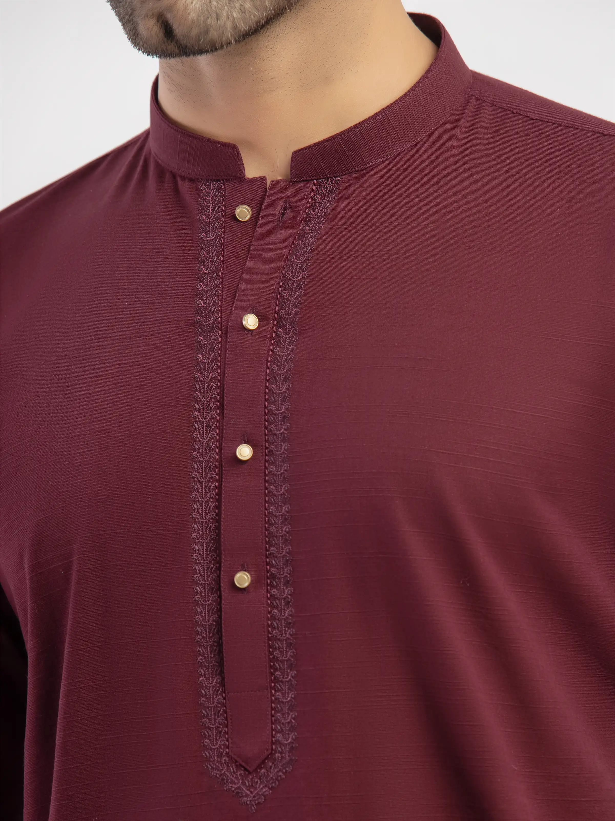 Embroidered Khaddar Kurta Pajama - EMTKPT5-091 - Image 3