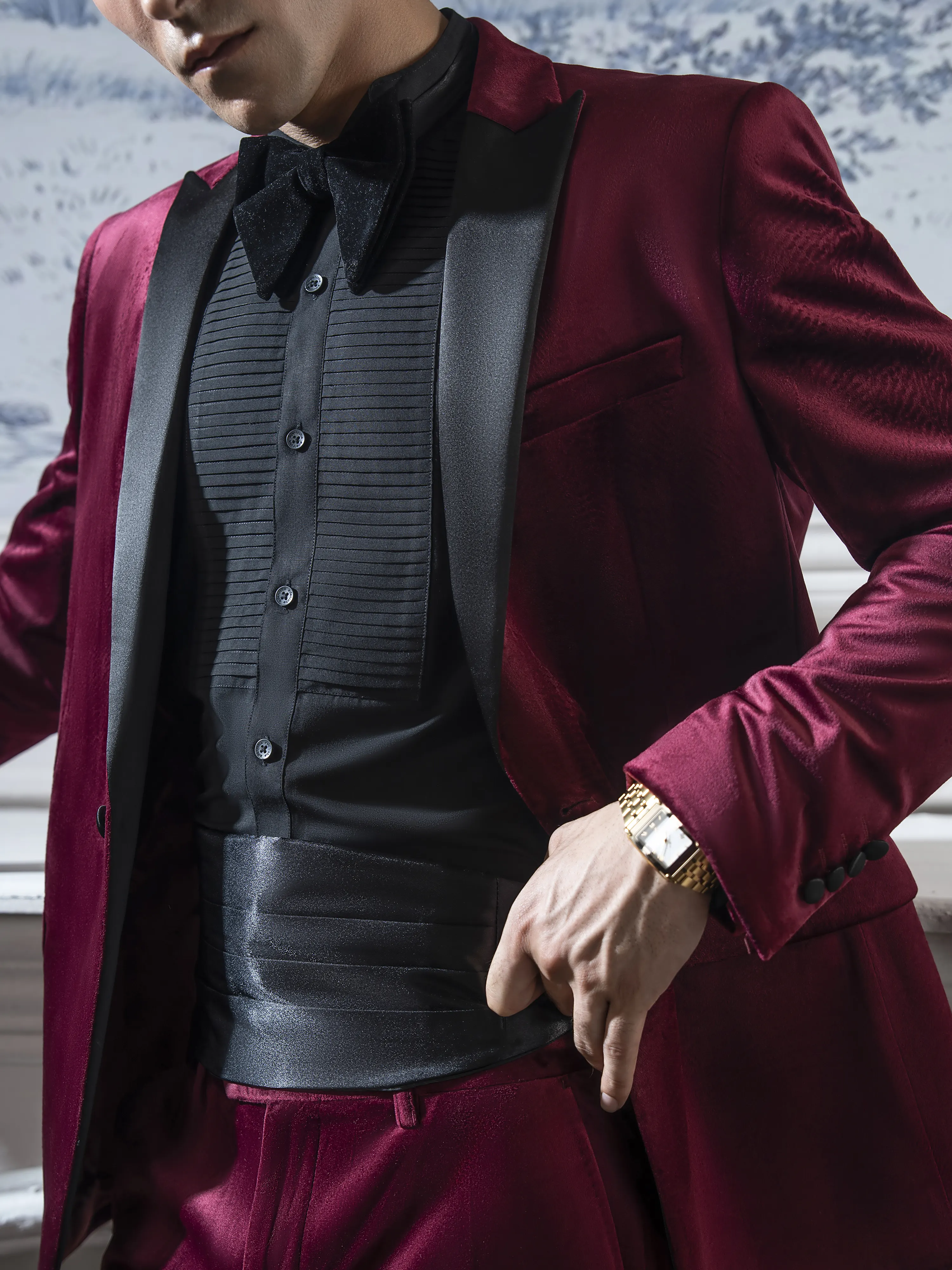 Peak Lapel Collar Tuxedo Suit - ECMTCPT5-1002 - Image 4