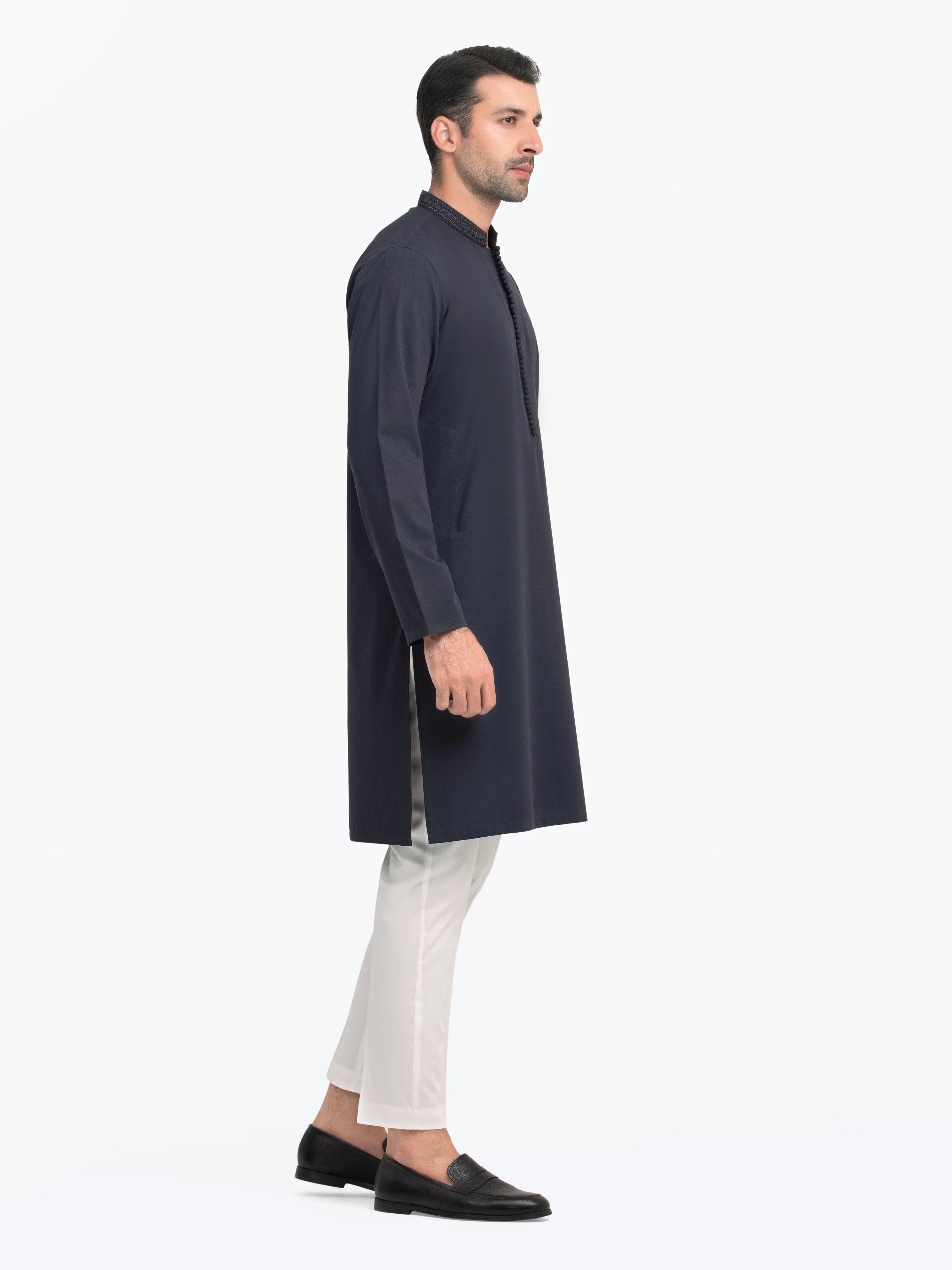 Embroidered Dobby Kurta - EMTK5-99545 - Image 4