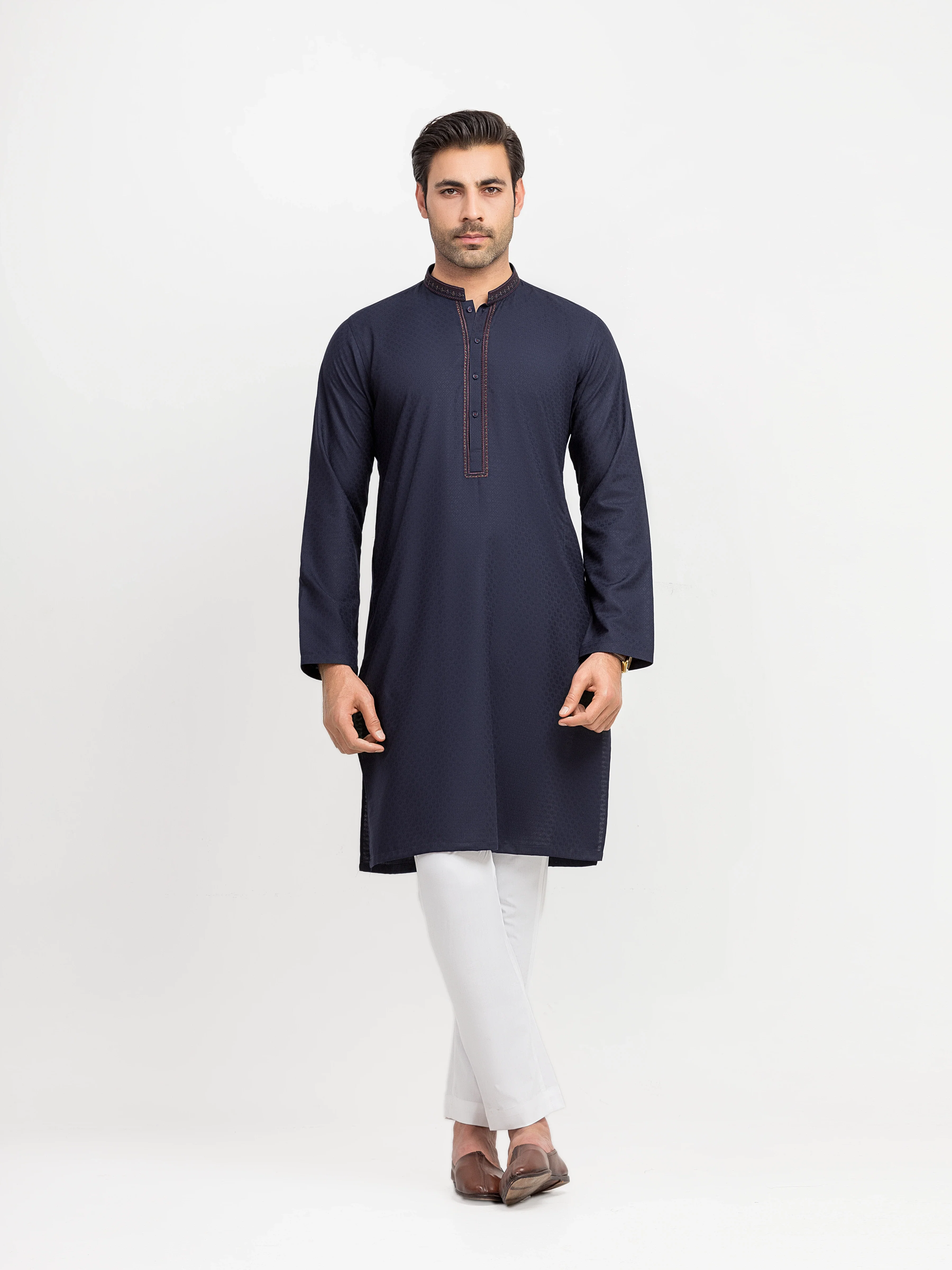 Embroidered Jacquard Kurta - EMTK5-99629