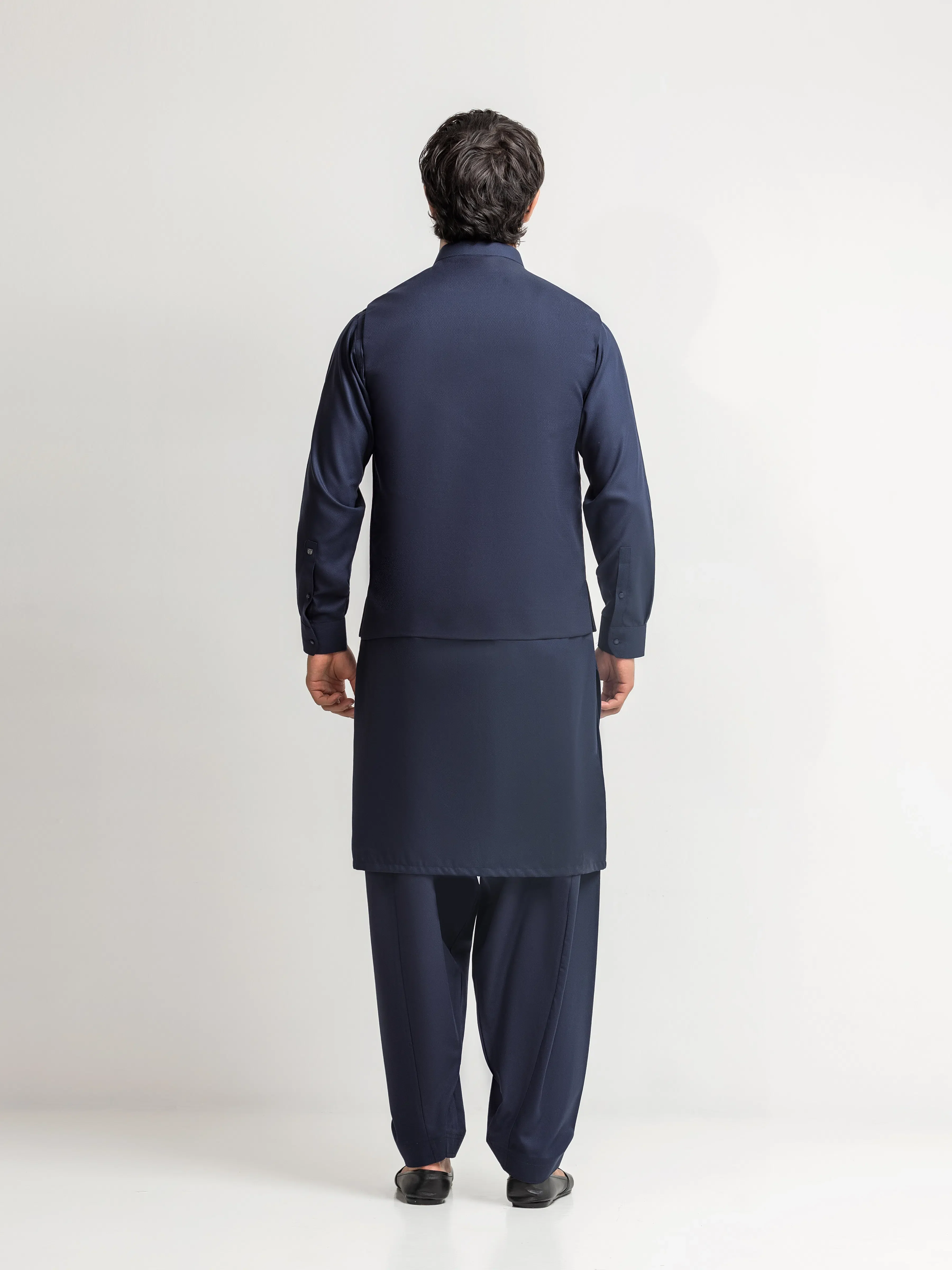 Embroidered Dobby Waistcoat Suit - ECMTWCS5-034 - Image 5