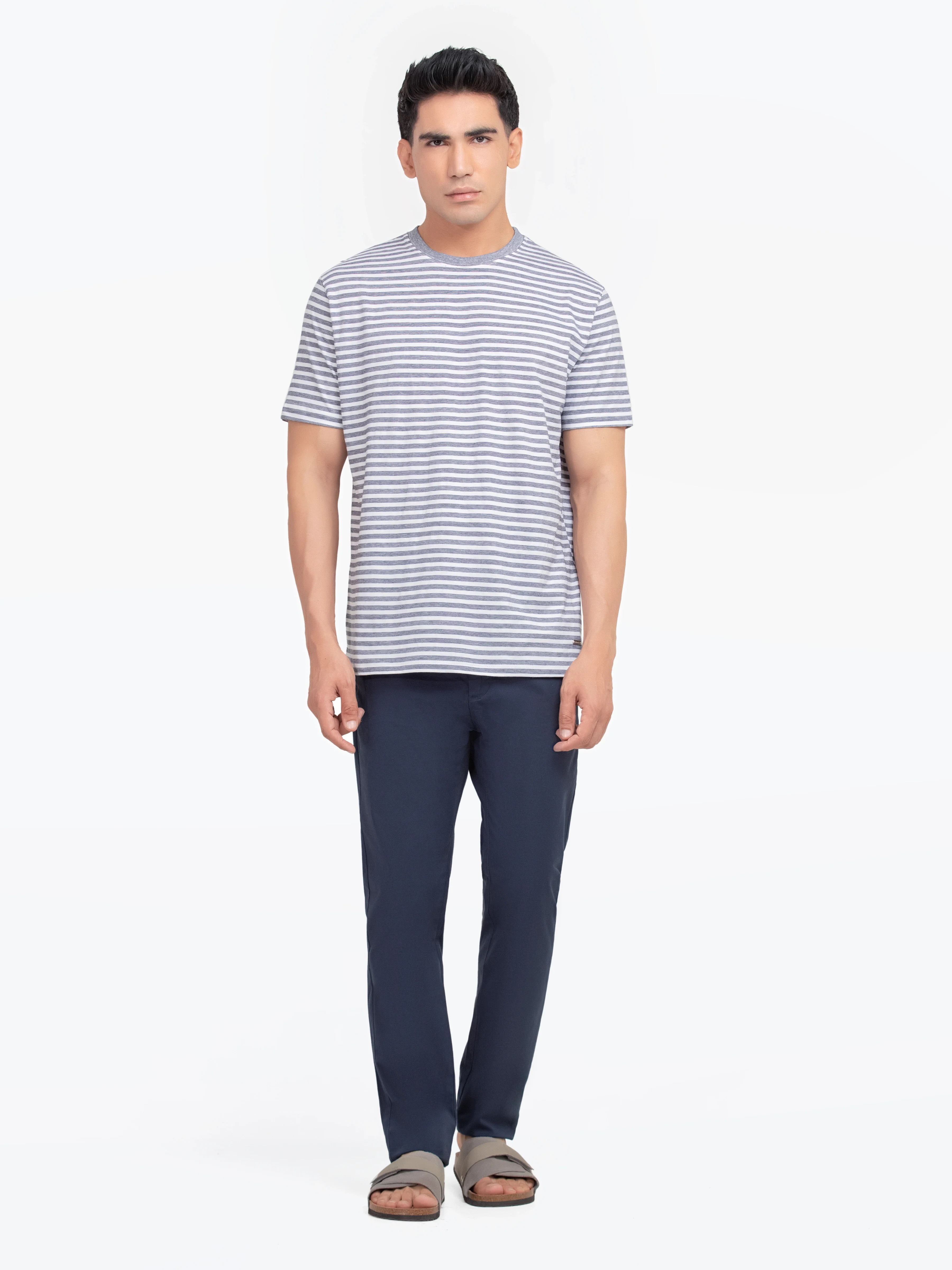 Crew Neck Striped Tee - EMTGT5-030 - Image 2