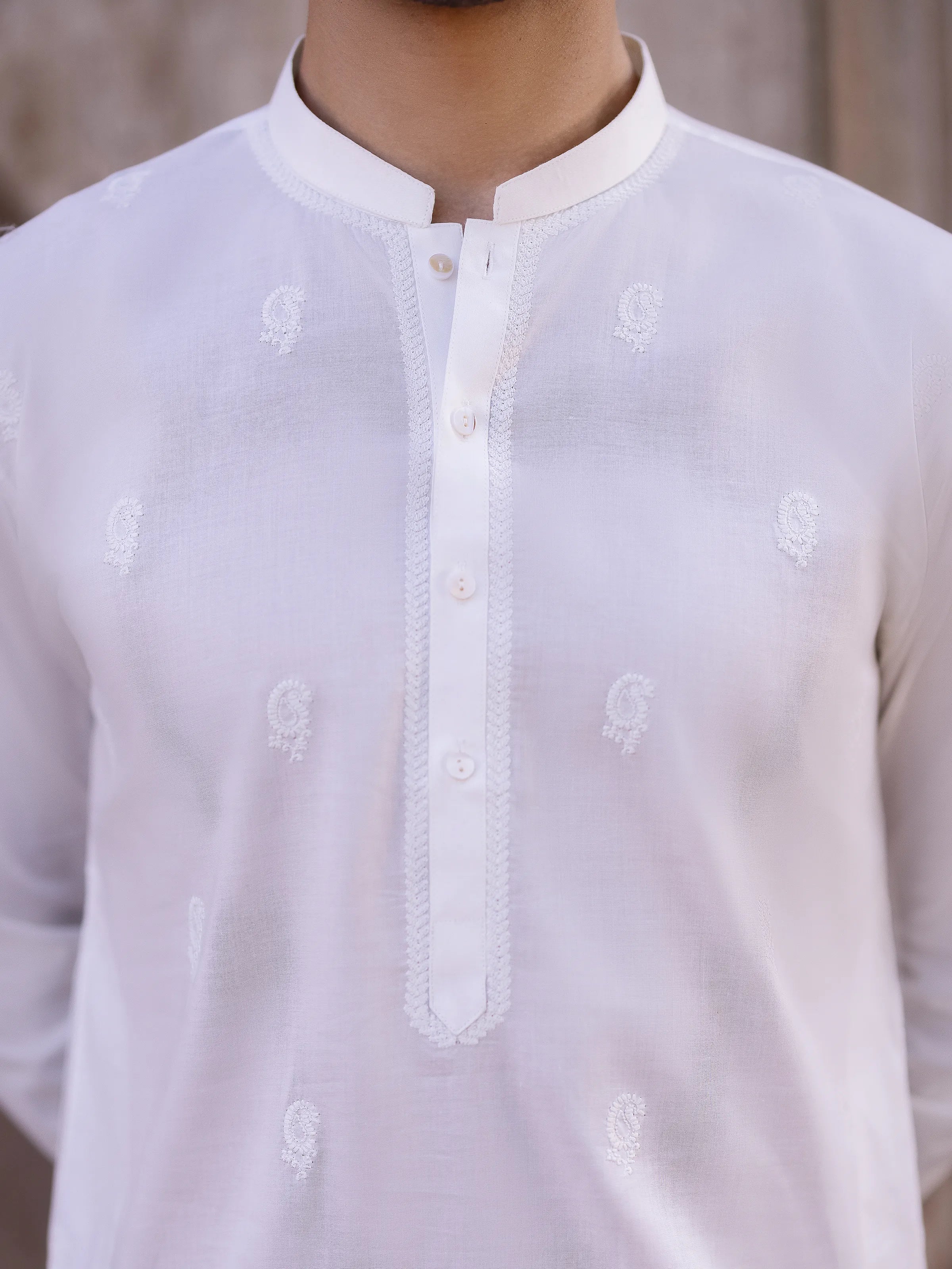 Embroidered Cotton Kurta - EMTK25S-99489 - Image 3