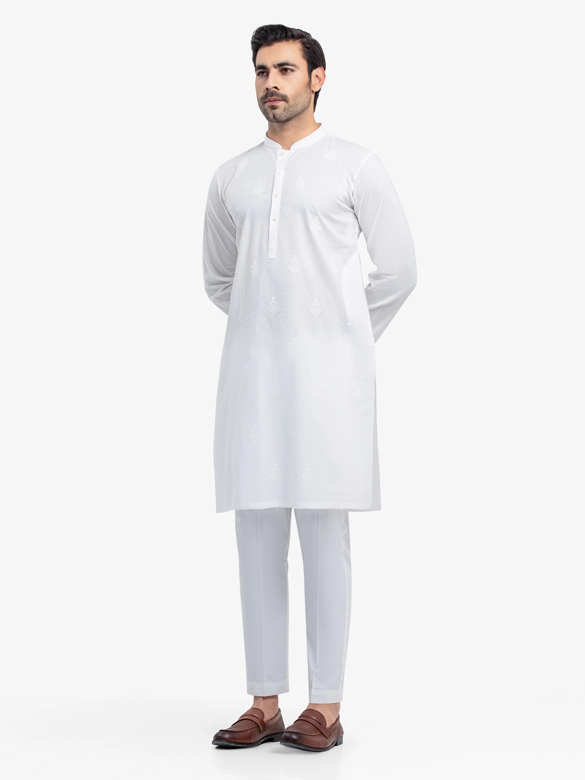 Embroidered Cotton Kurta - EMTK25S-99490 - Image 2