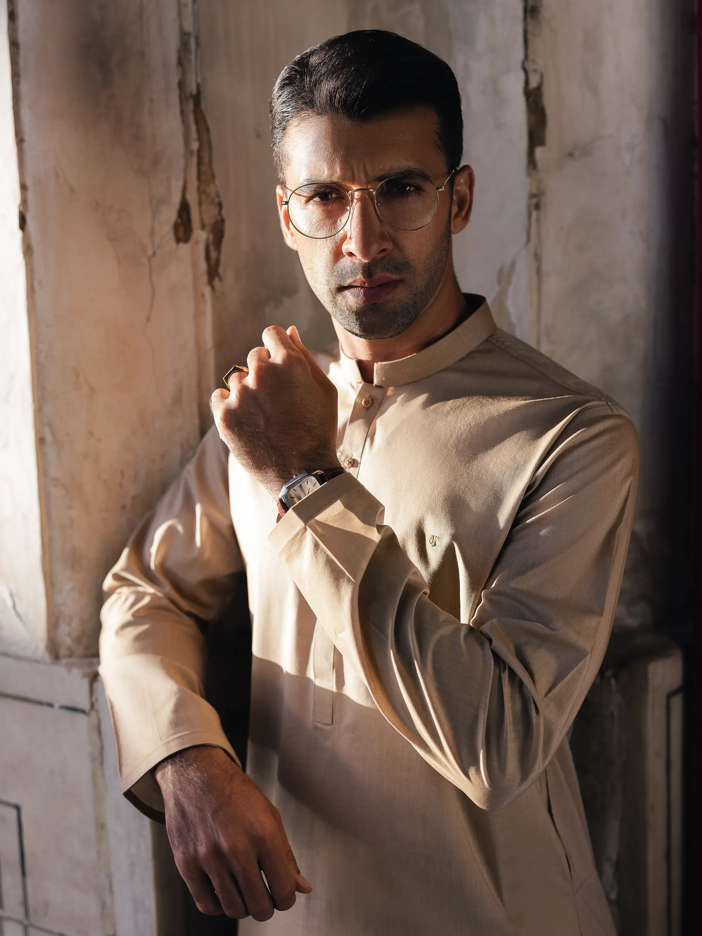 Embroidered Chambray Kurta Pajama - EMTKPT5-057 - Image 5