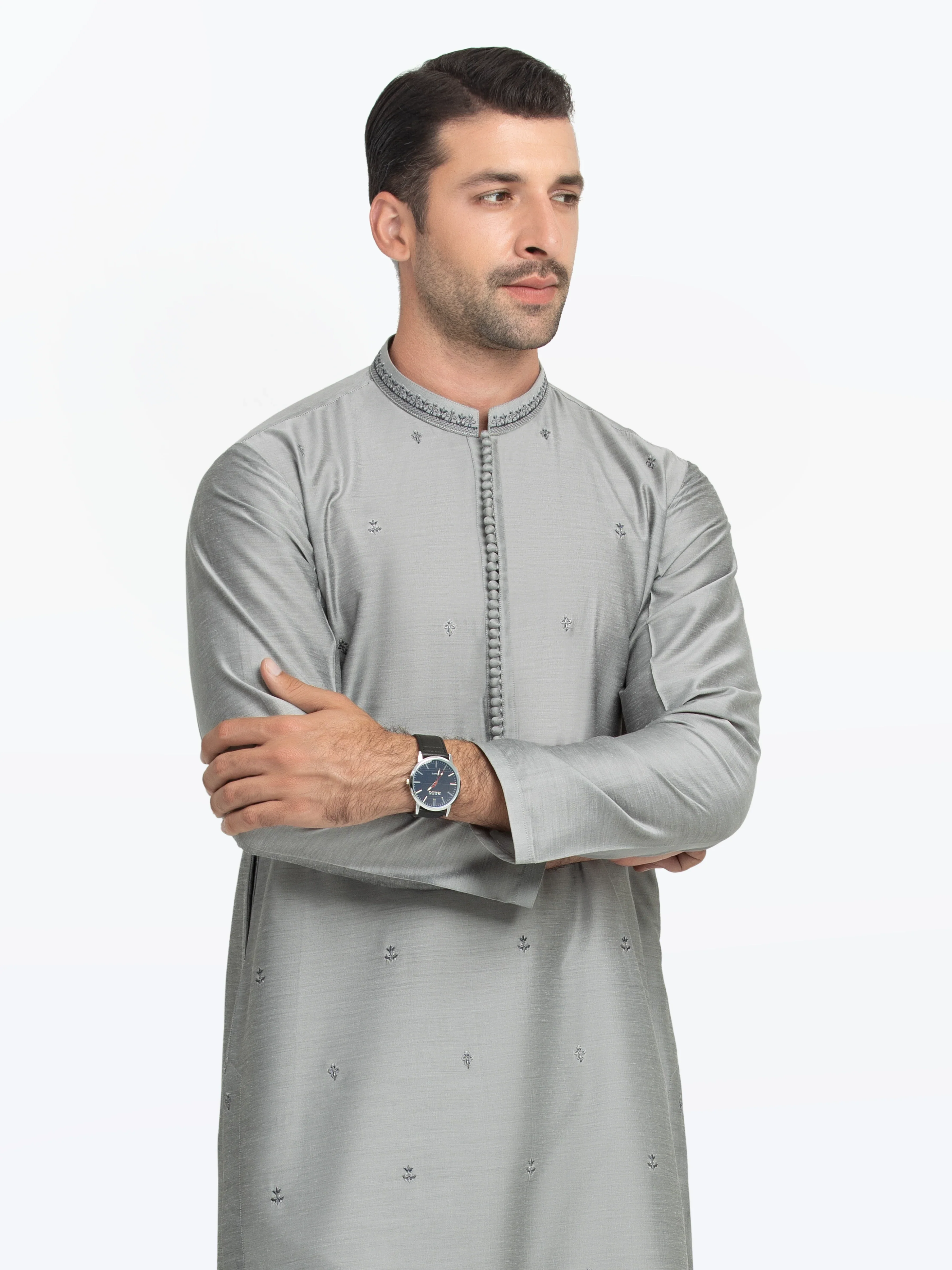 Embroidered Raw Silk Kurta - EMTKC5-147 - Image 2