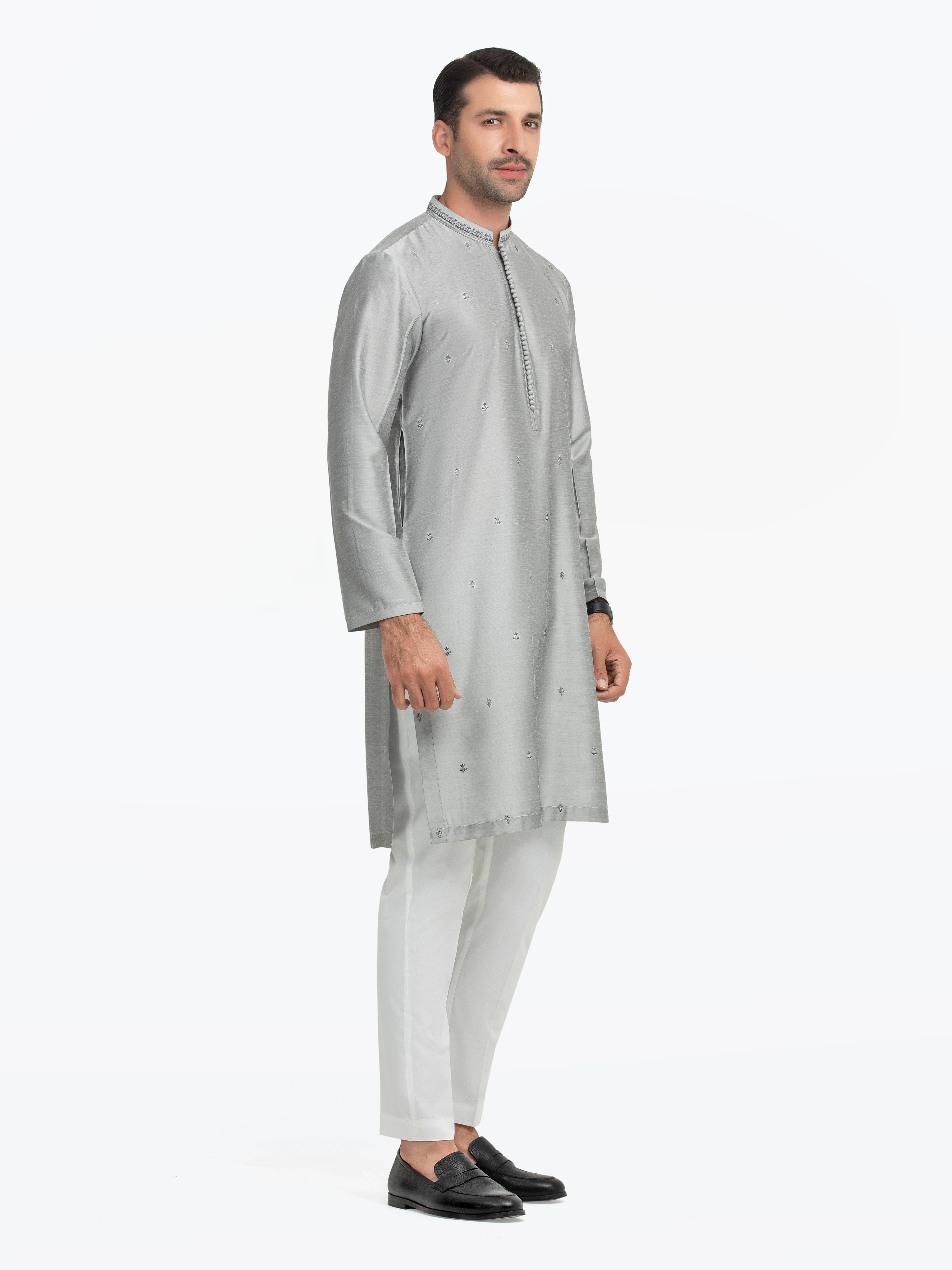 Embroidered Raw Silk Kurta - EMTKC5-147 - Image 4