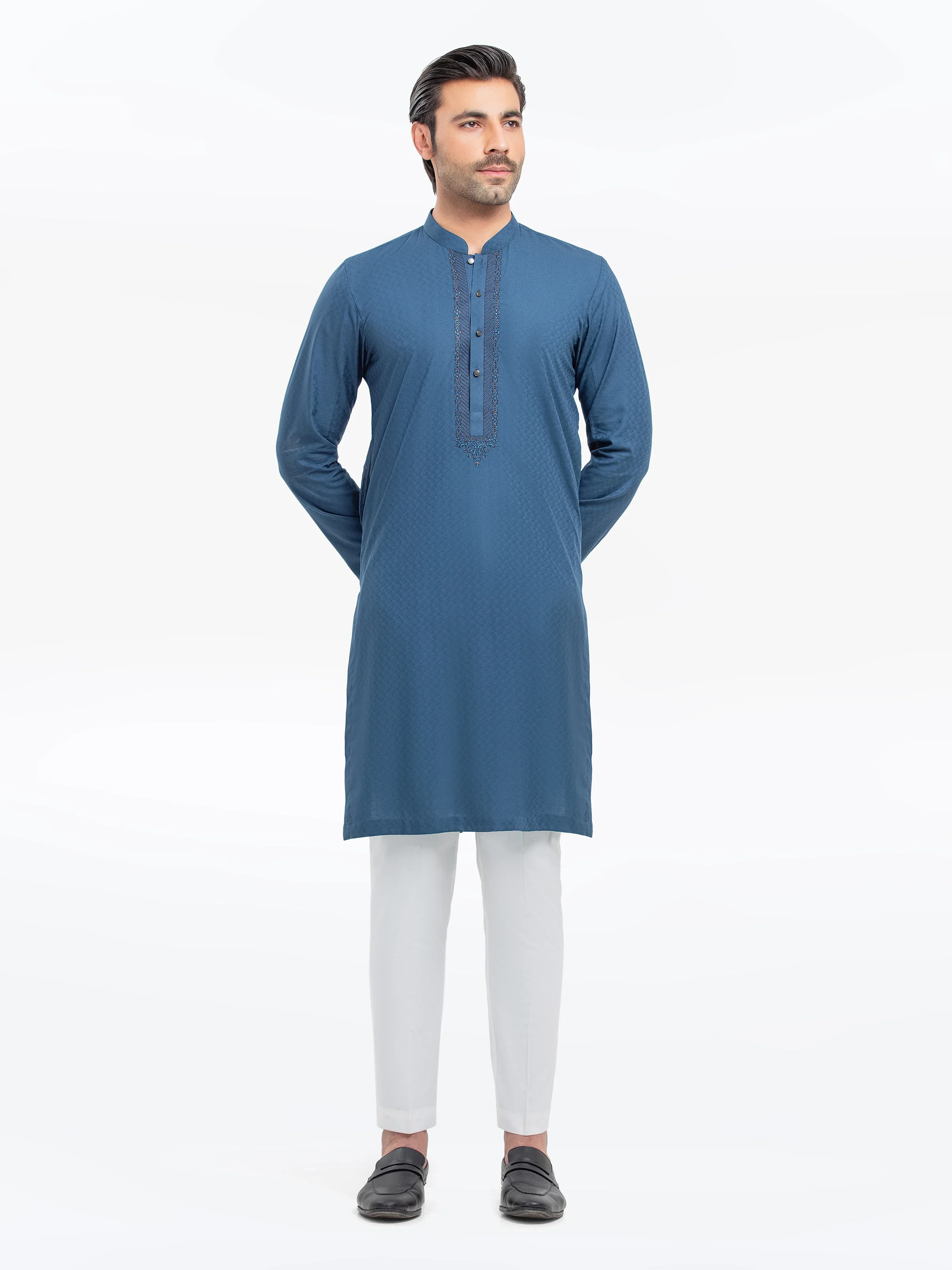 Embroidered Dobby Kurta - EMTK5-99526