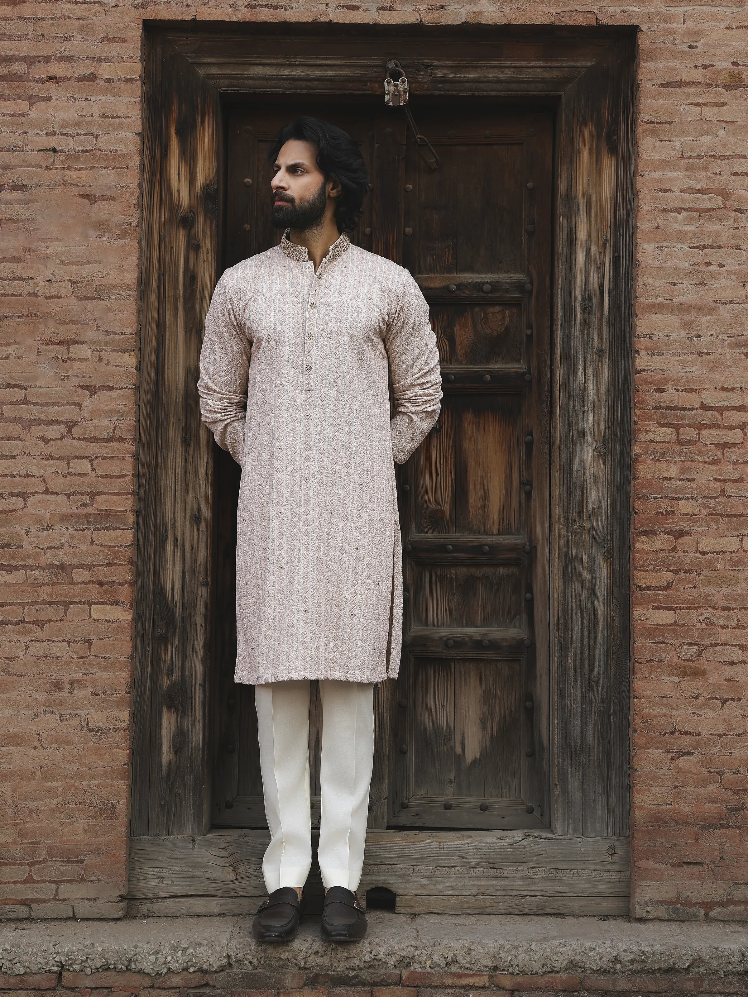 Embroidered Schiffli Kurta Pajama - ECMTKP5-014 - Image 6