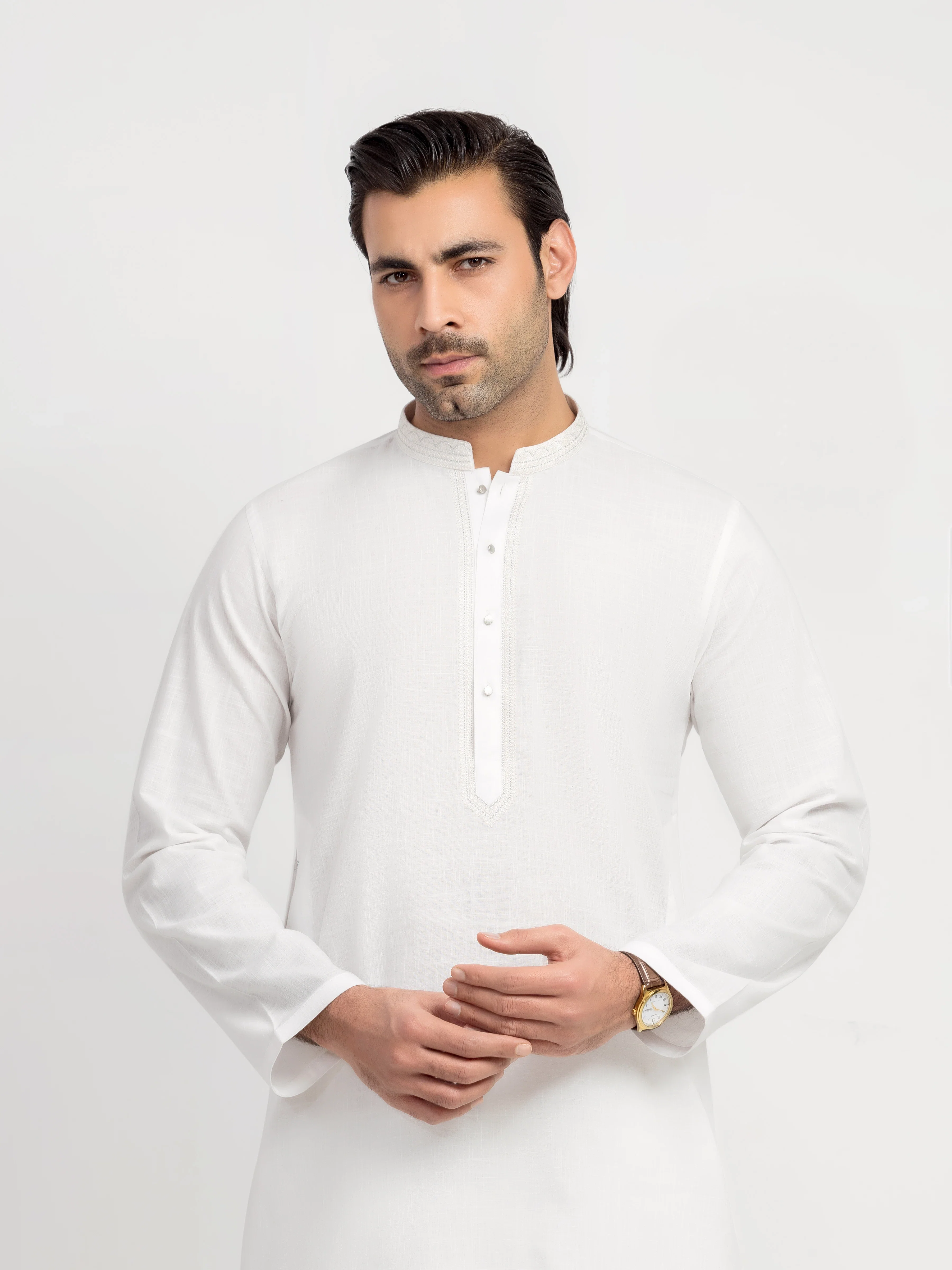 Embroidered Cotton Slub Kurta Pajama - EMTKPT6-103 - Image 2