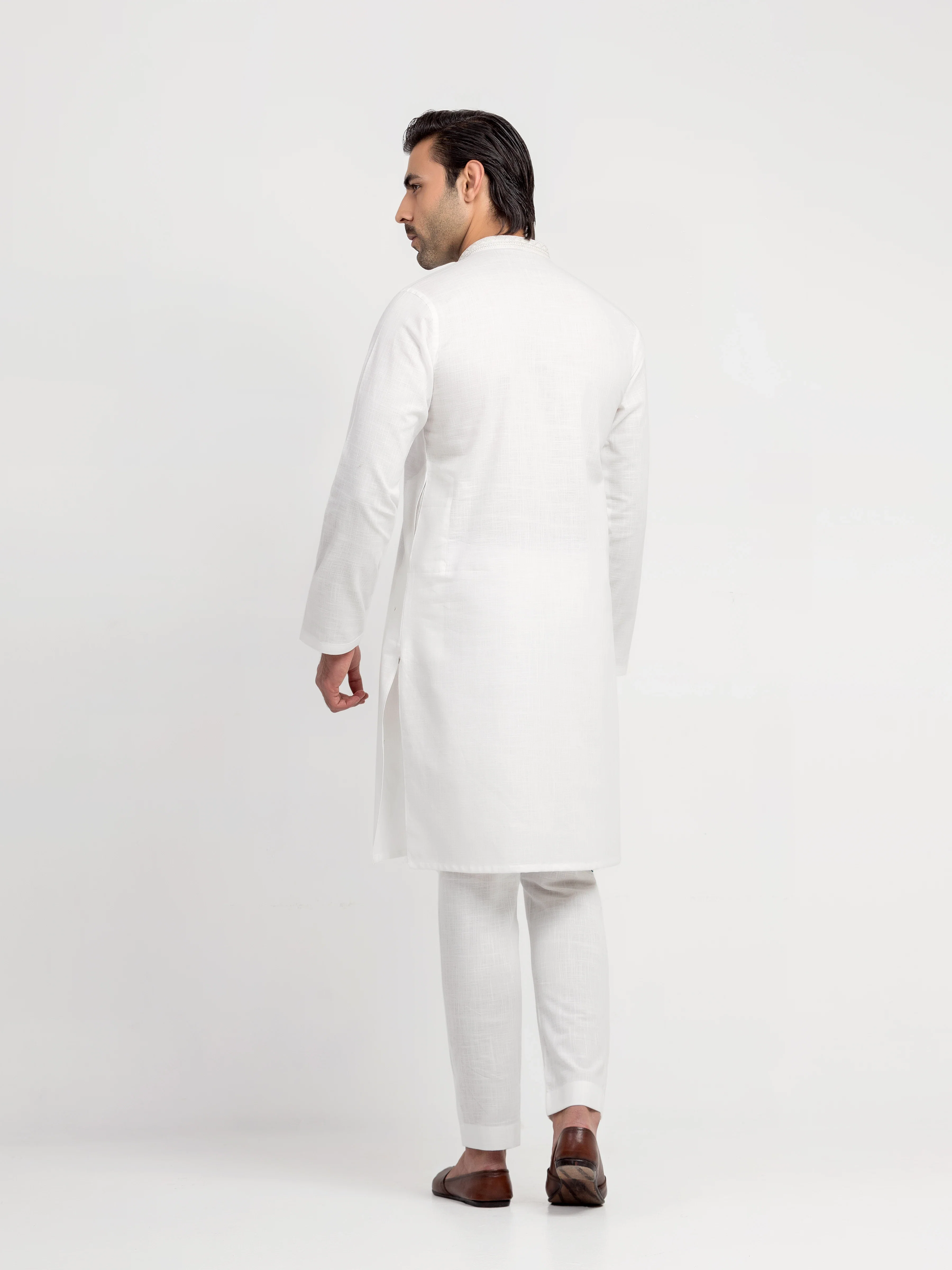 Embroidered Cotton Slub Kurta Pajama - EMTKPT6-103 - Image 5