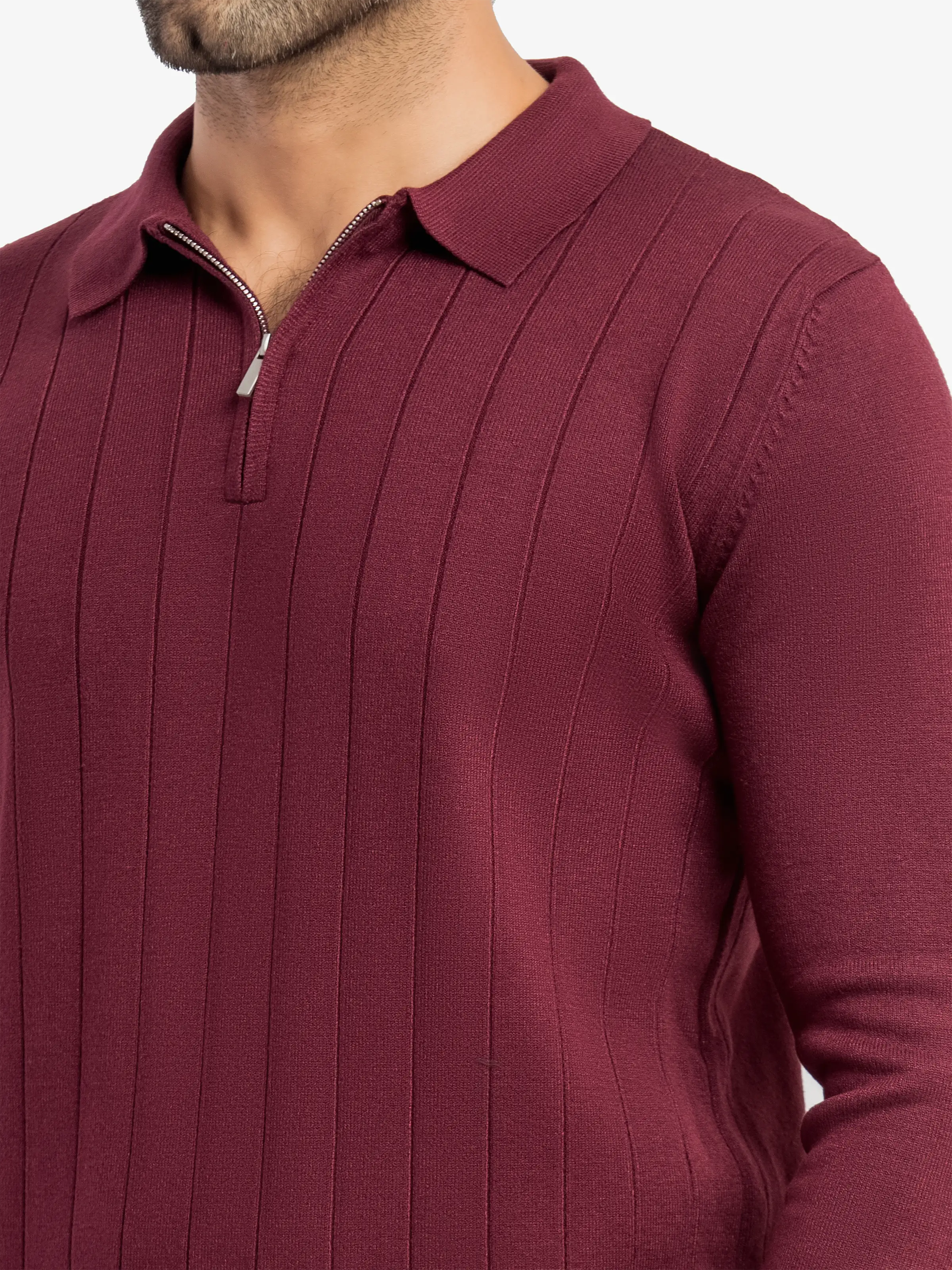 Drop Needle Zipper Sweater - EMTSWT5-032 - Image 2