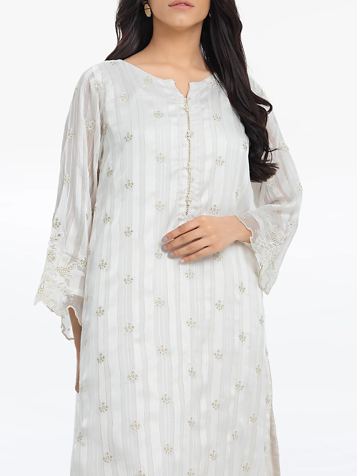 Embroidered Chiffon Shirt - EWTPLE24-00012S - Image 2