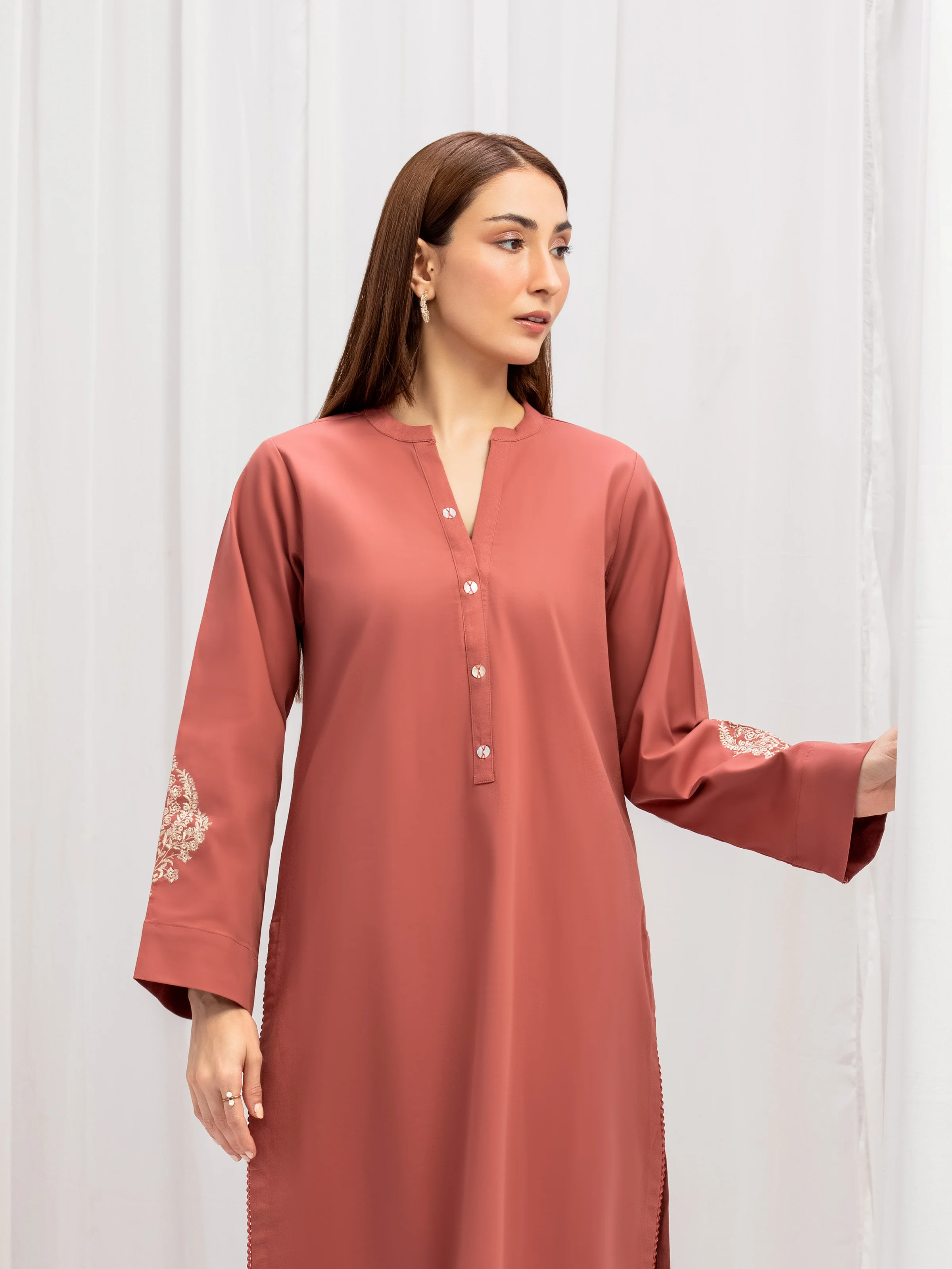 Embroidered Cotton Twill Shirt - EWTKE5-80135S - Image 2