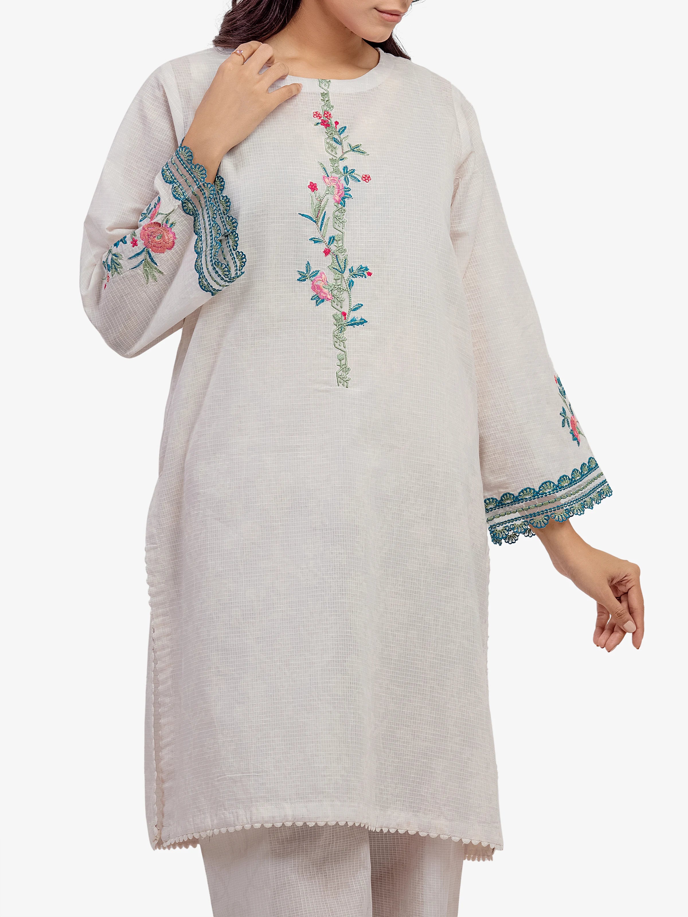 Embroidered Lawn Slub Shirt - EWTKE5-81675S - Image 2