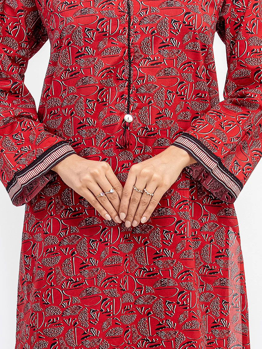 Printed Lawn Shirt - EWTKP5-81871S - Image 4
