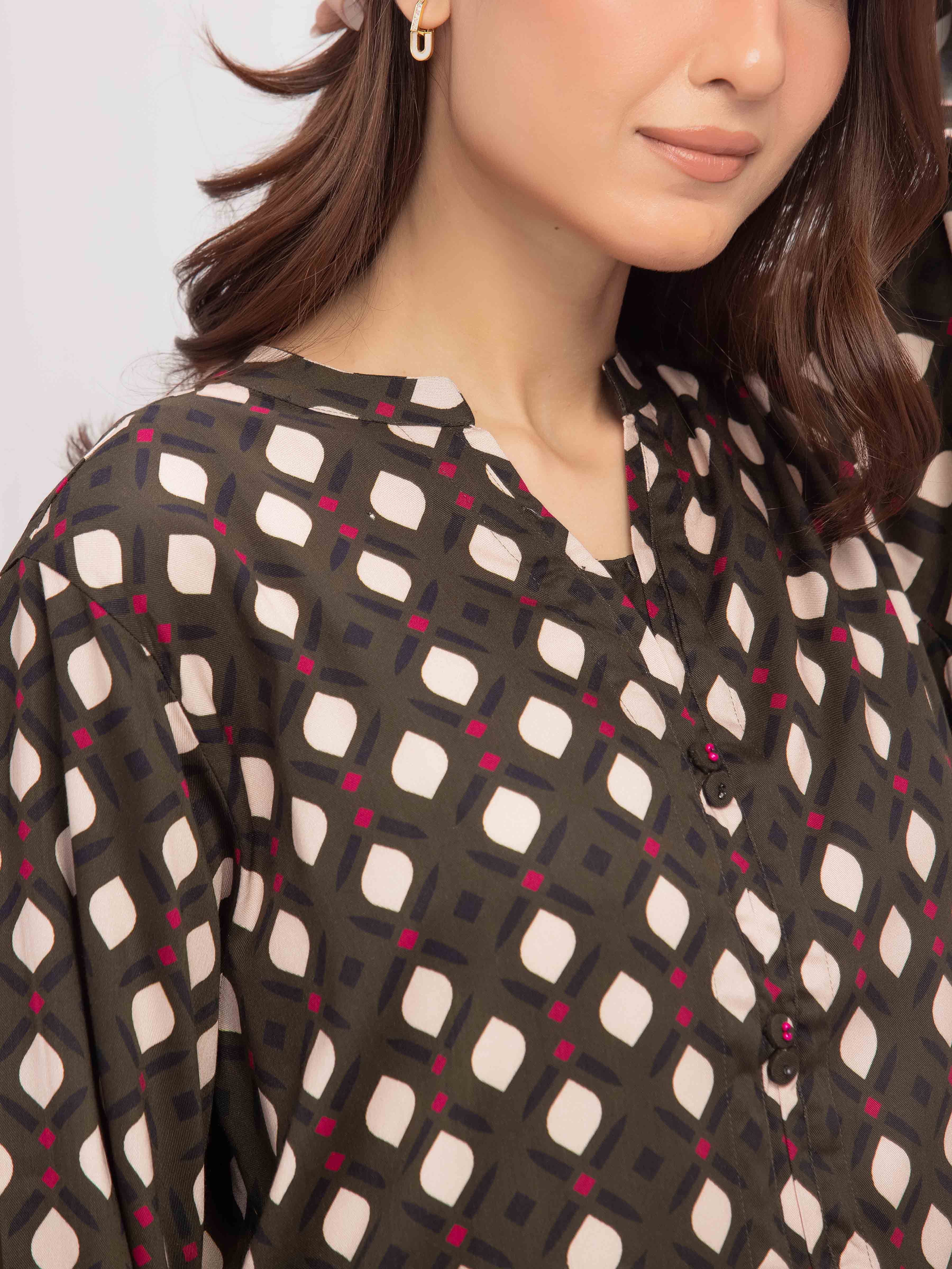 Printed Marina Twill Viscose Shirt - EWTKP5-81471S - Image 3