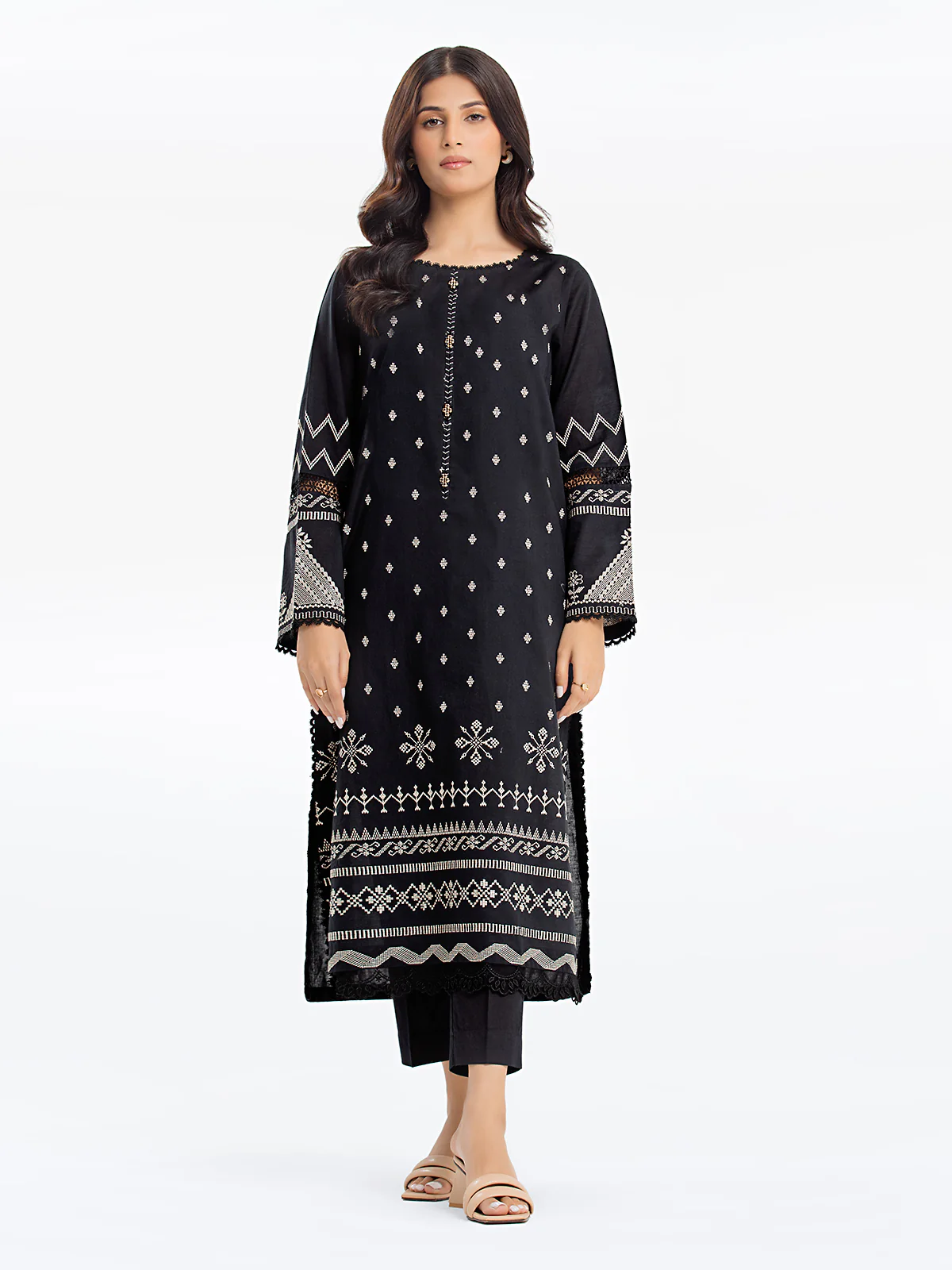 Embroidered Cambric Shirt Trouser - EWTKE24-81040ST - Image 2