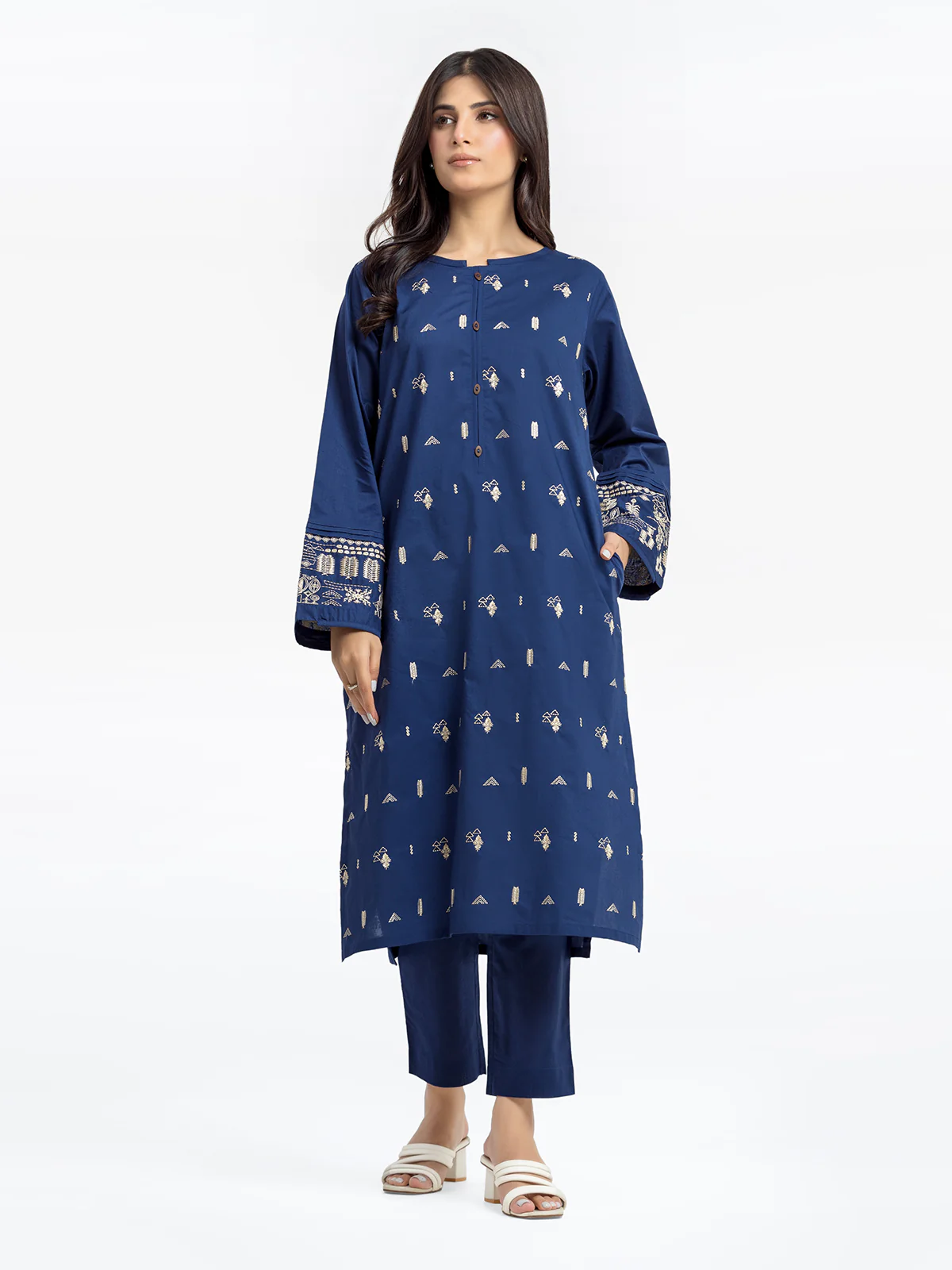Embroidered Cambric Shirt Trouser - EWTKE24-81043ST - Image 2