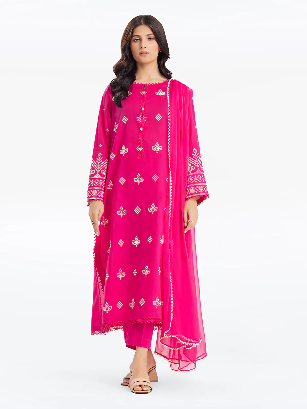 Embroidered Cambric Shirt Trouser - EWTKE24-81049ST