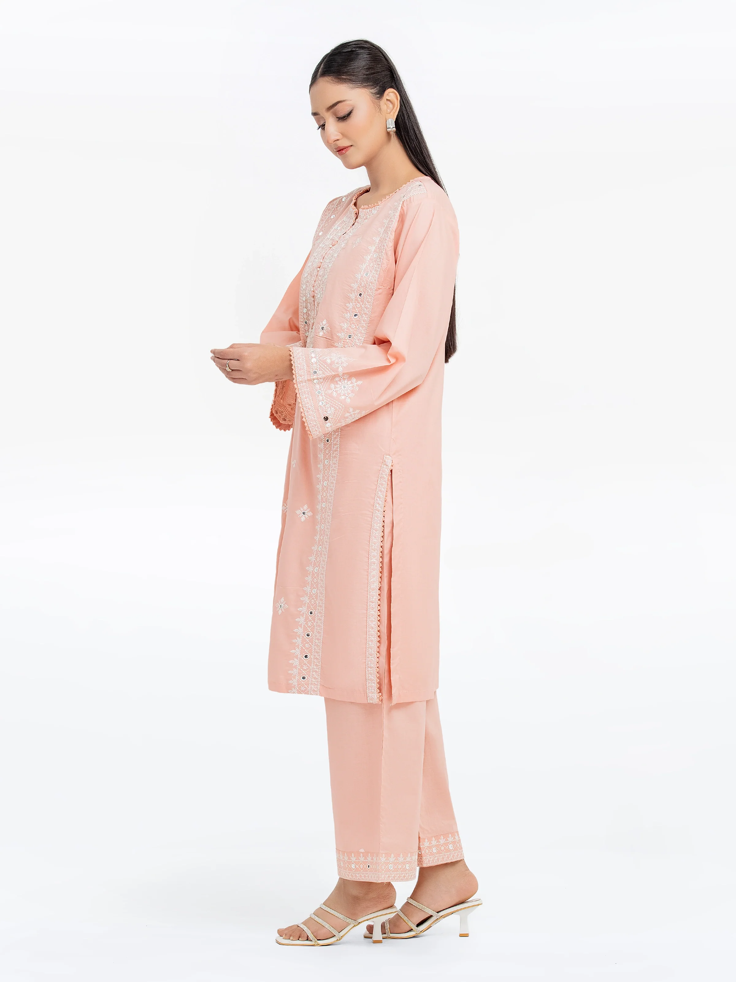 Embroidered Cambric Co-Ord Set - EWTKE25-81628ST - Image 5