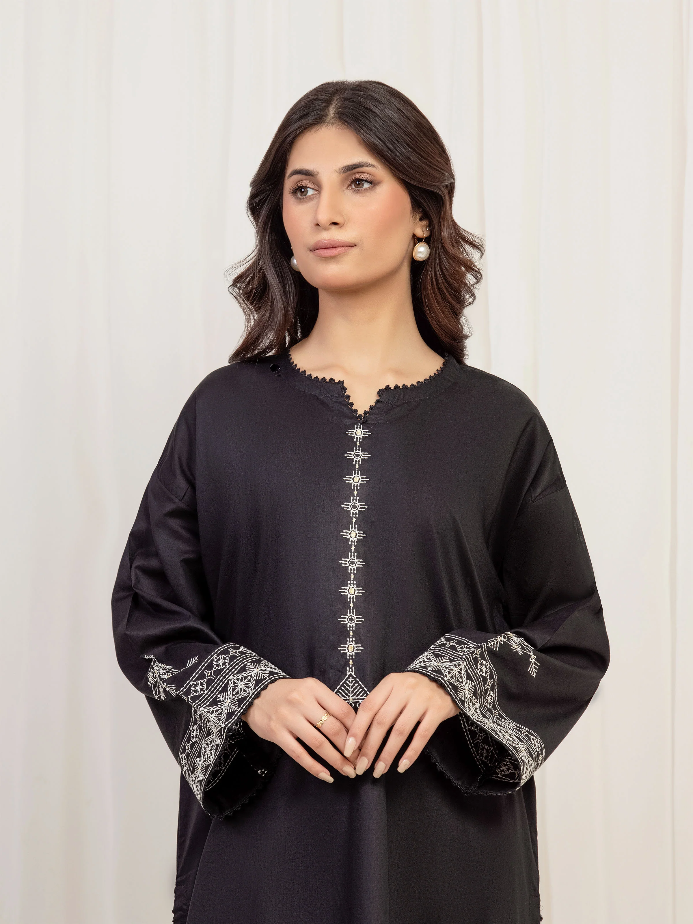 Embroidered Cambric Shirt Trouser - EWTKE5-80132ST - Image 2