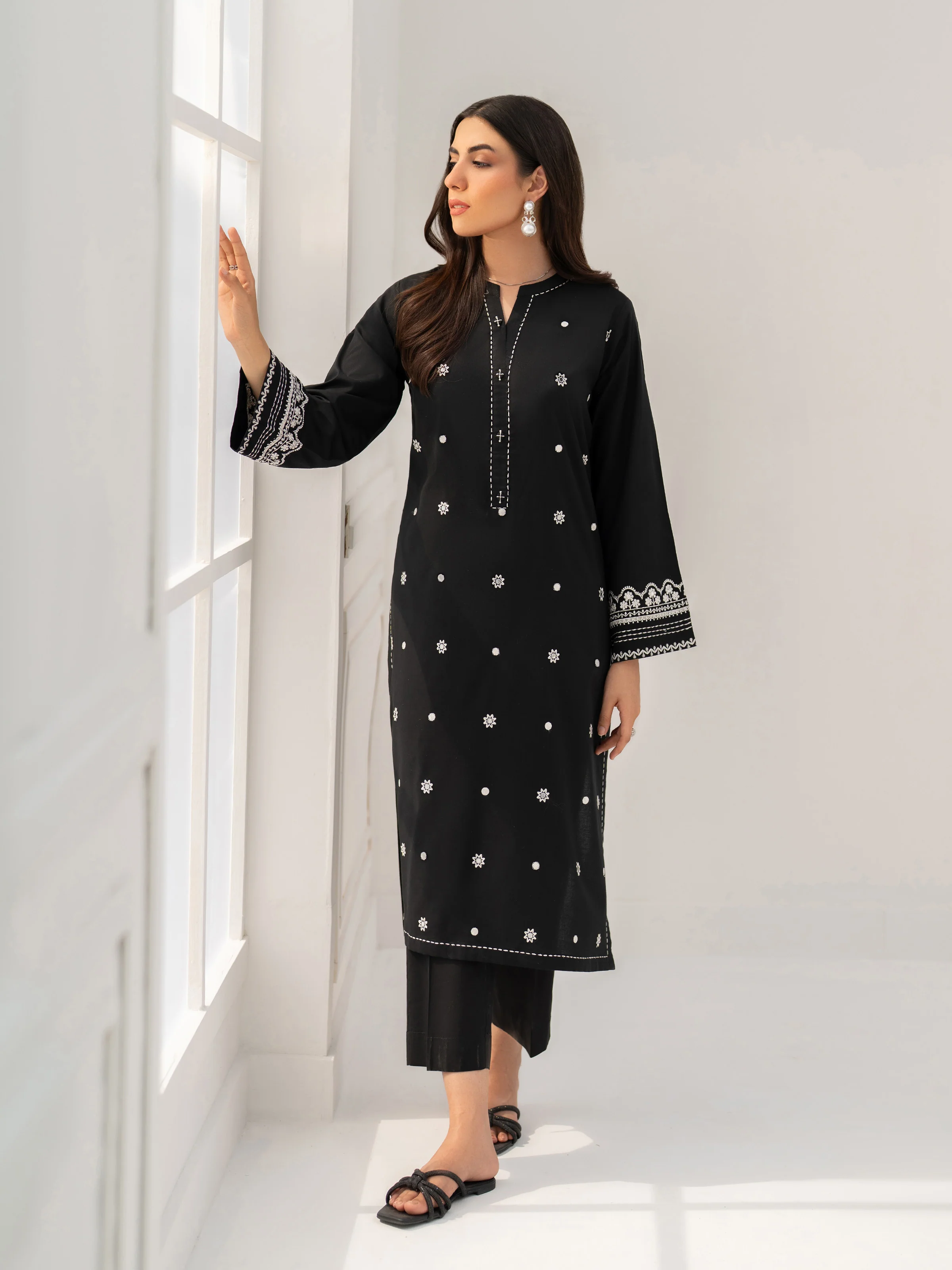 Embroidered Cambric Shirt Trouser - EWTKE5-81091ST