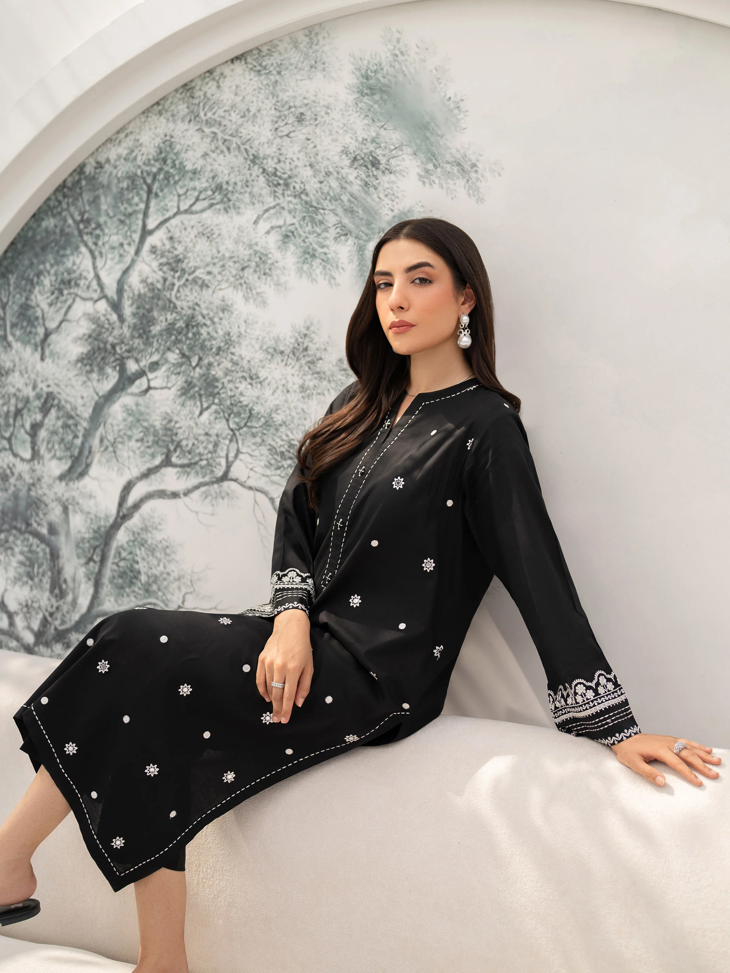 Embroidered Cambric Shirt Trouser - EWTKE5-81091ST - Image 3