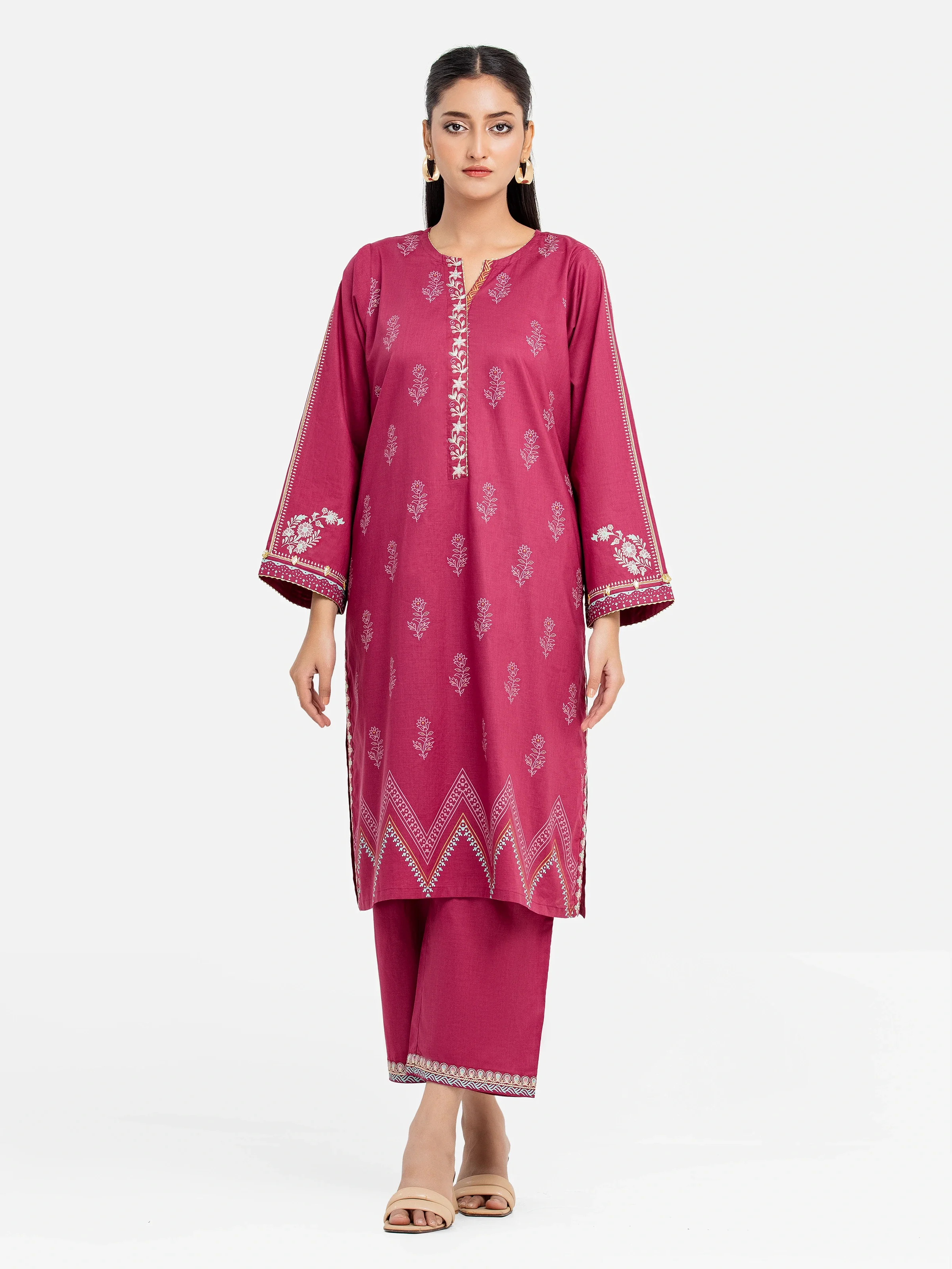 Embroidered Cambric Shirt Trouser - EWTKE5-81622ST - Image 2