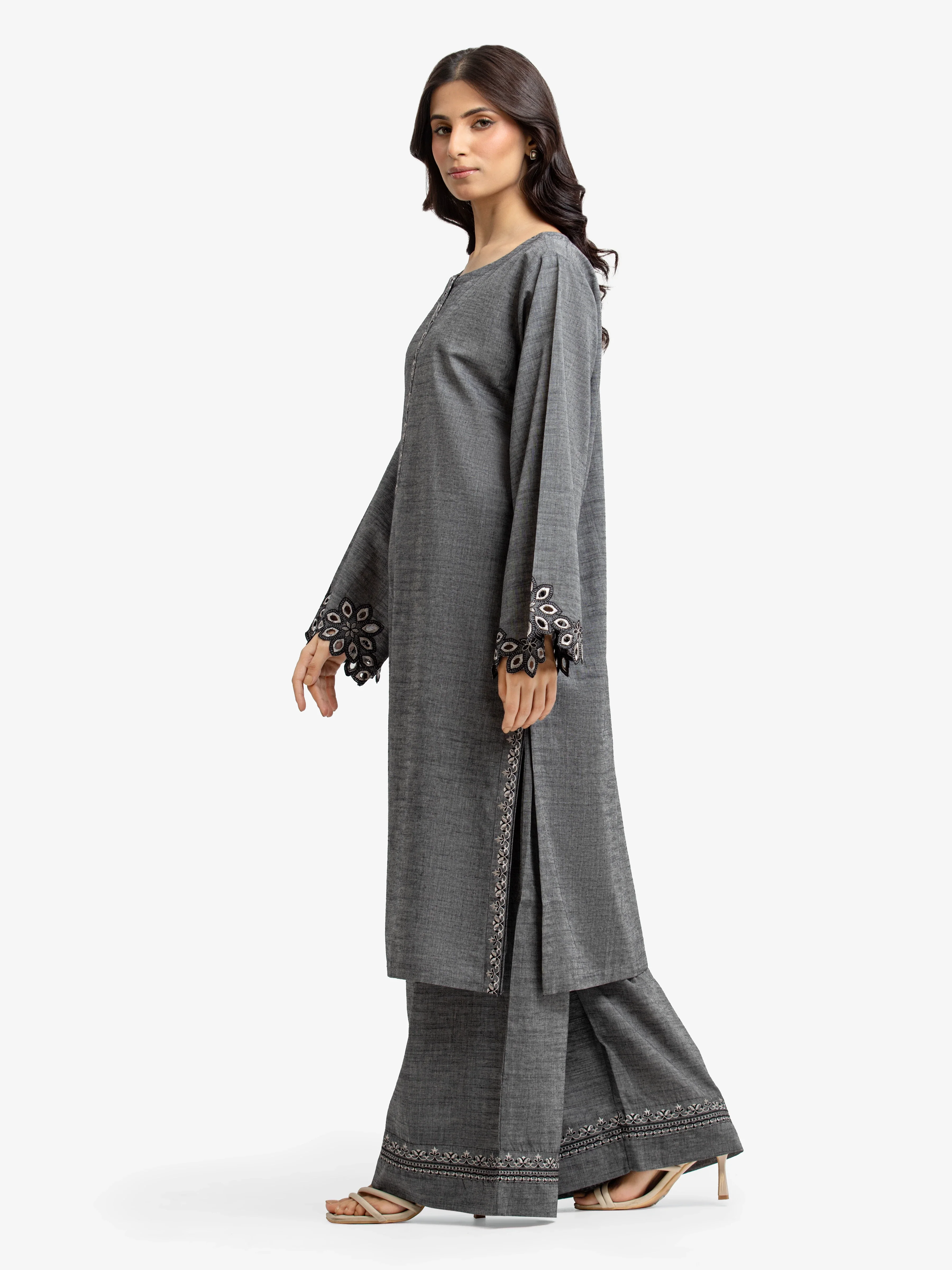 Embroidered Chambray Shirt Trouser - EWTKE24-81177ST - Image 4