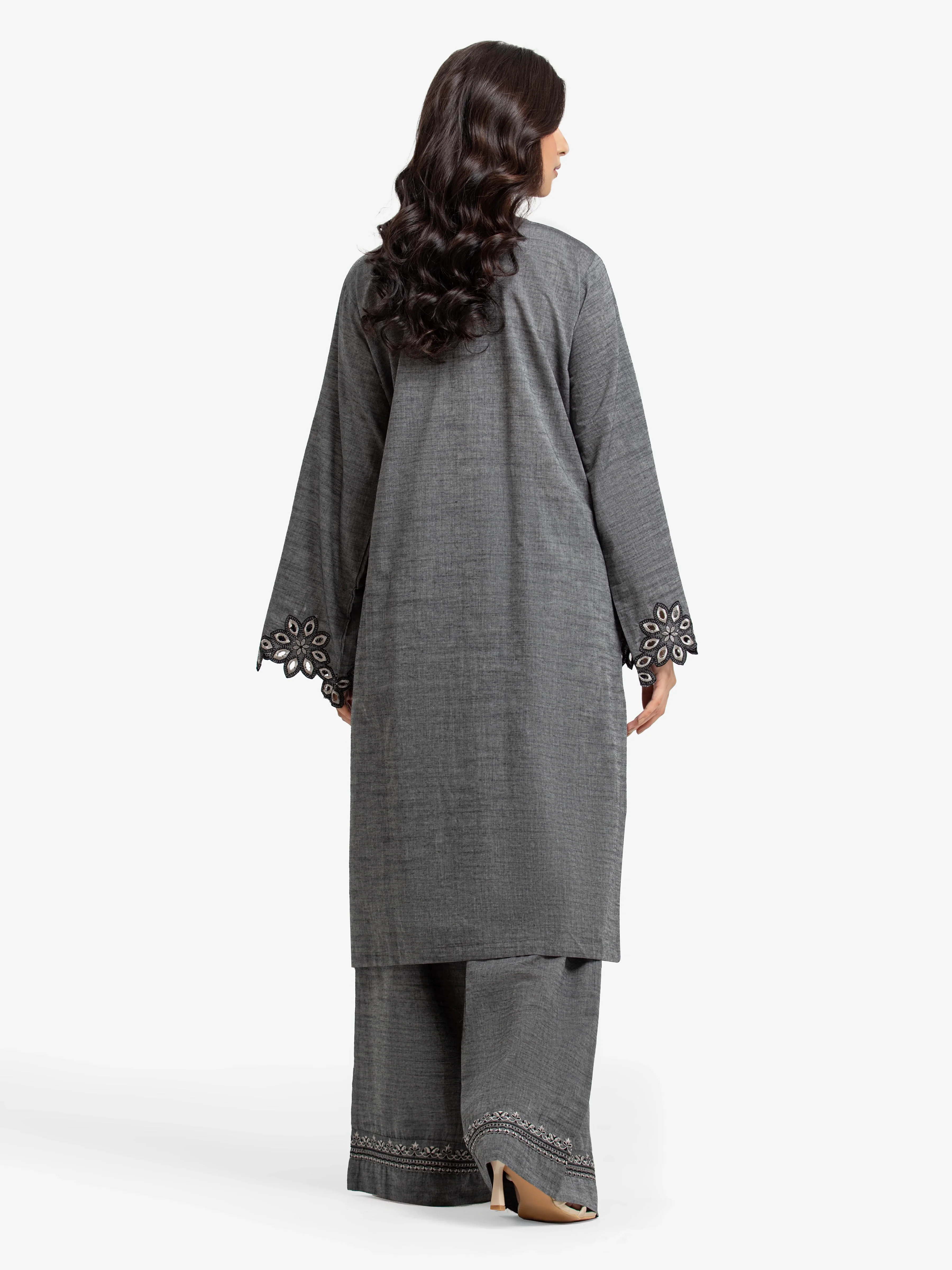 Embroidered Chambray Shirt Trouser - EWTKE24-81177ST - Image 5
