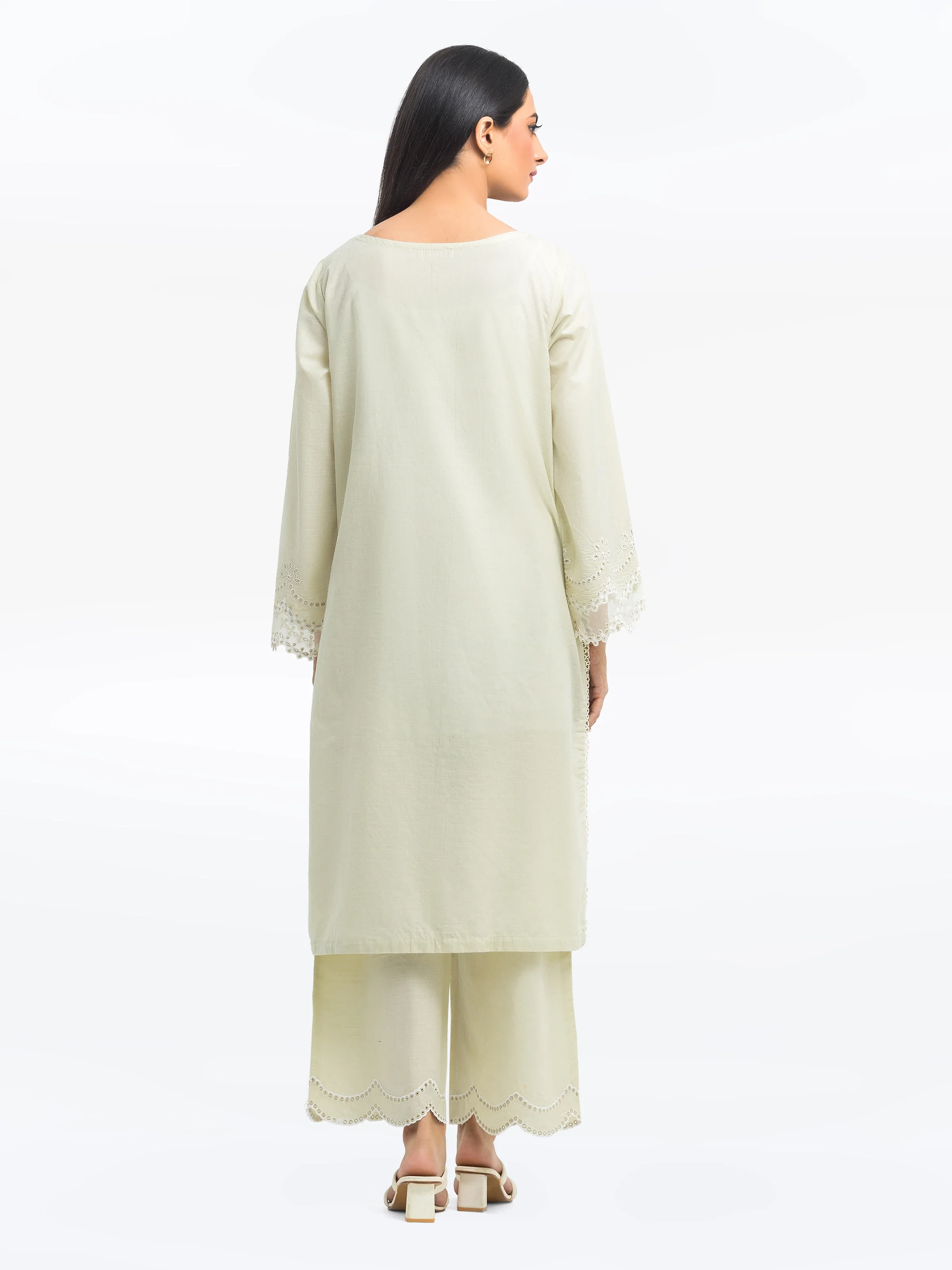 Embroidered Cotton Slub Shirt Trouser - EWTKE24-80107ST - Image 5