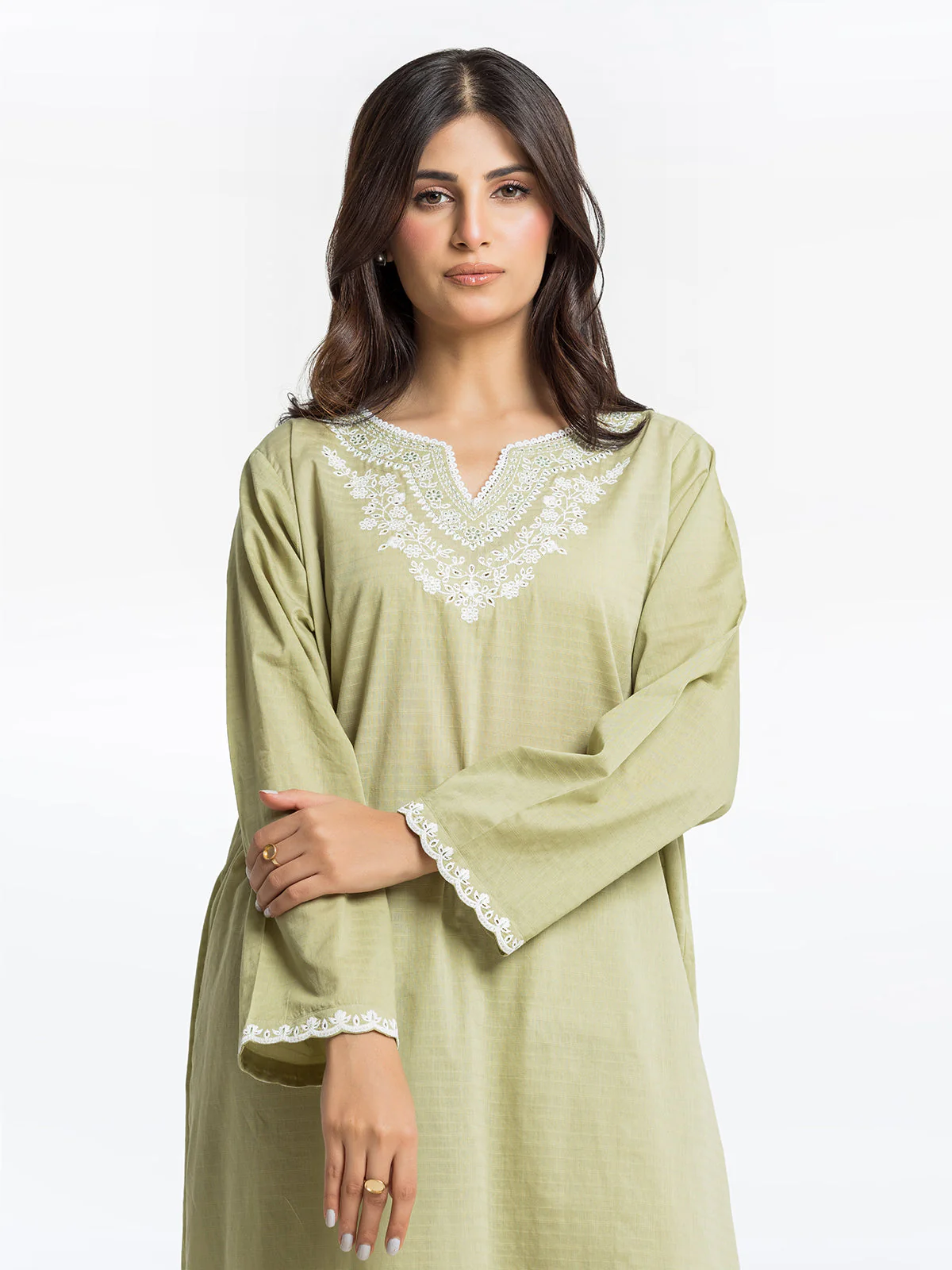 Embroidered Dobby Shirt Trouser - EWTKE24-69646ST