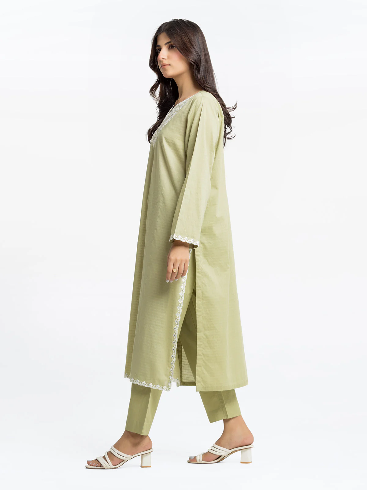 Embroidered Dobby Shirt Trouser - EWTKE24-69646ST - Image 5