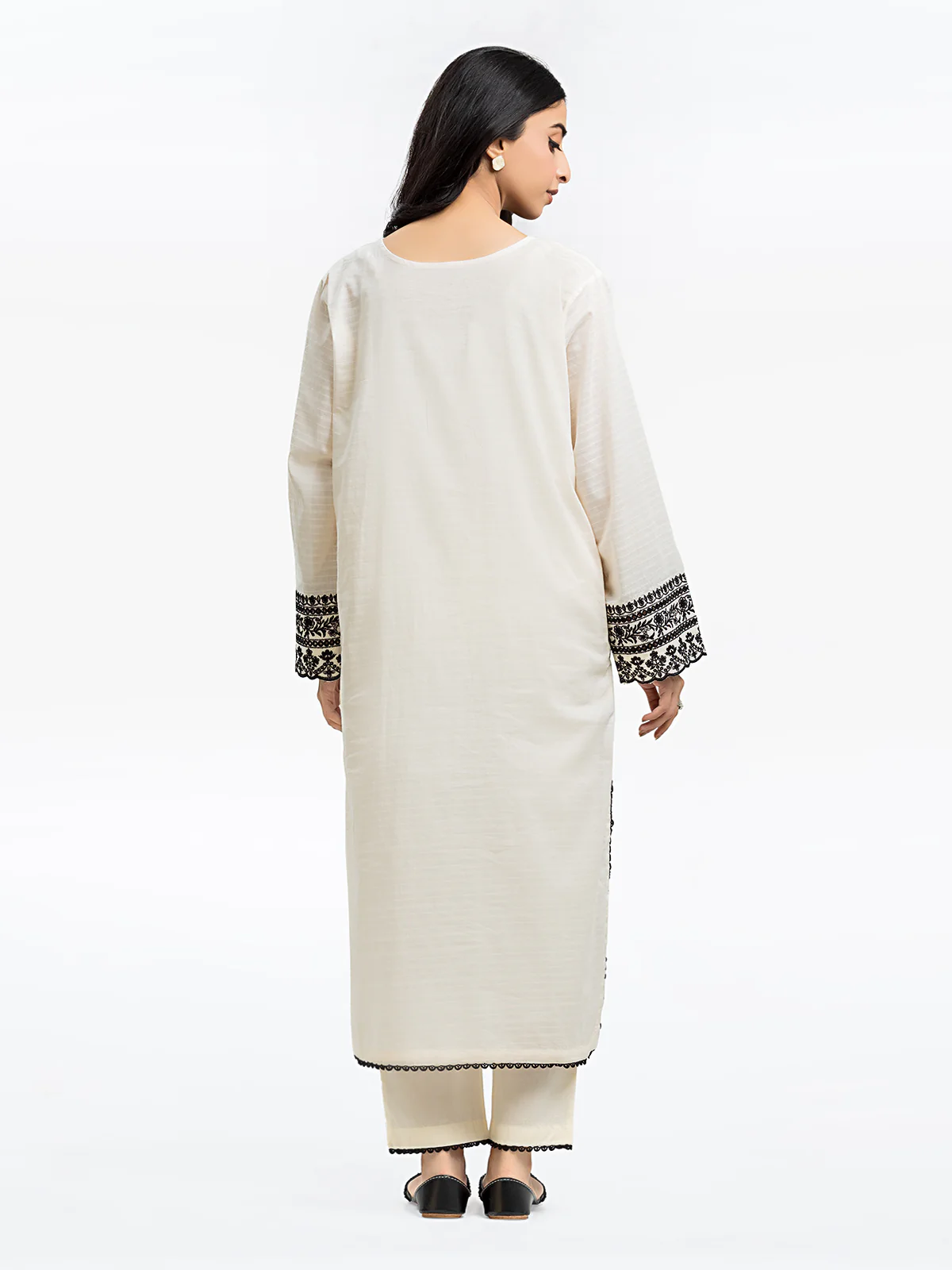 Embroidered Dobby Shirt Trouser - EWTKE24-69647ST - Image 6