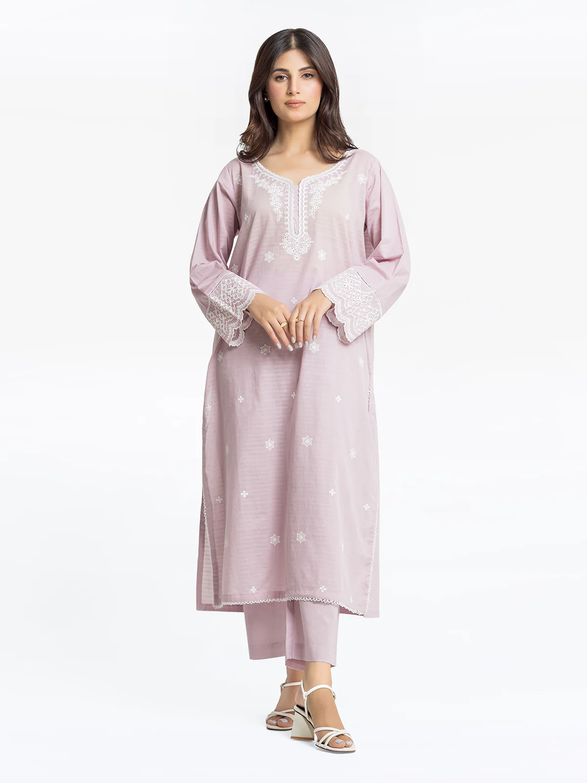 Embroidered Dobby Shirt Trouser - EWTKE24-69648ST