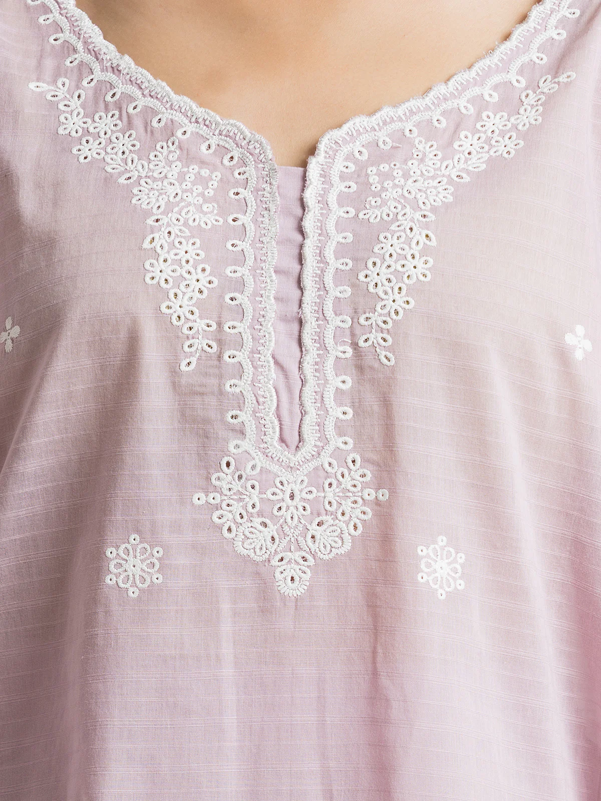Embroidered Dobby Shirt Trouser - EWTKE24-69648ST - Image 3