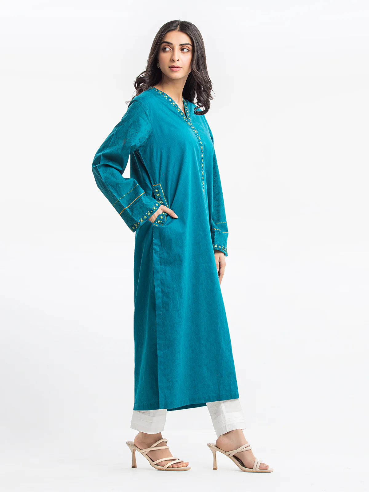 Embroidered Dobby Shirt Trouser - EWTKE24-69653ST - Image 5
