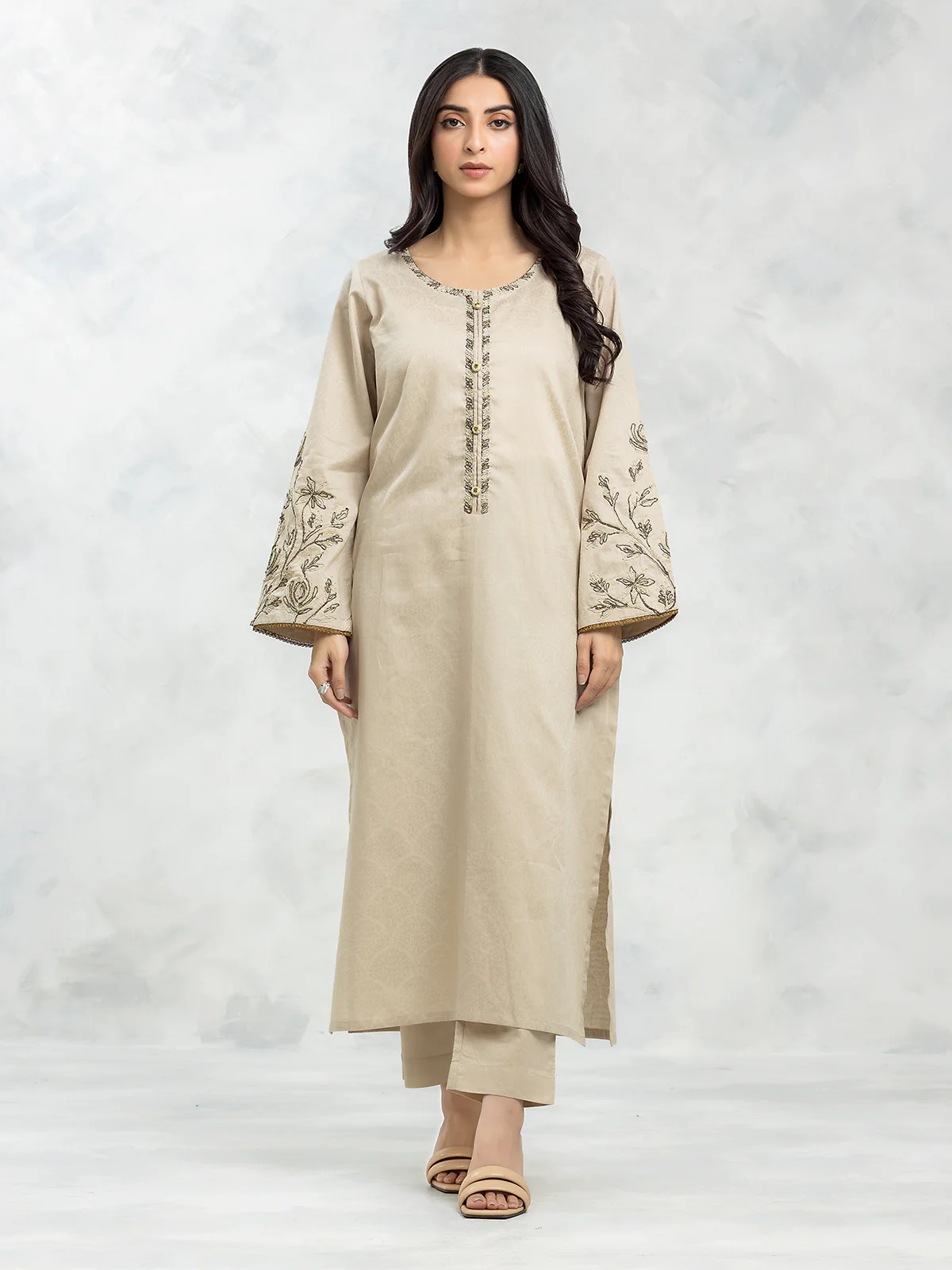 Embroidered Dobby Shirt Trouser - EWTKE24-69654ST