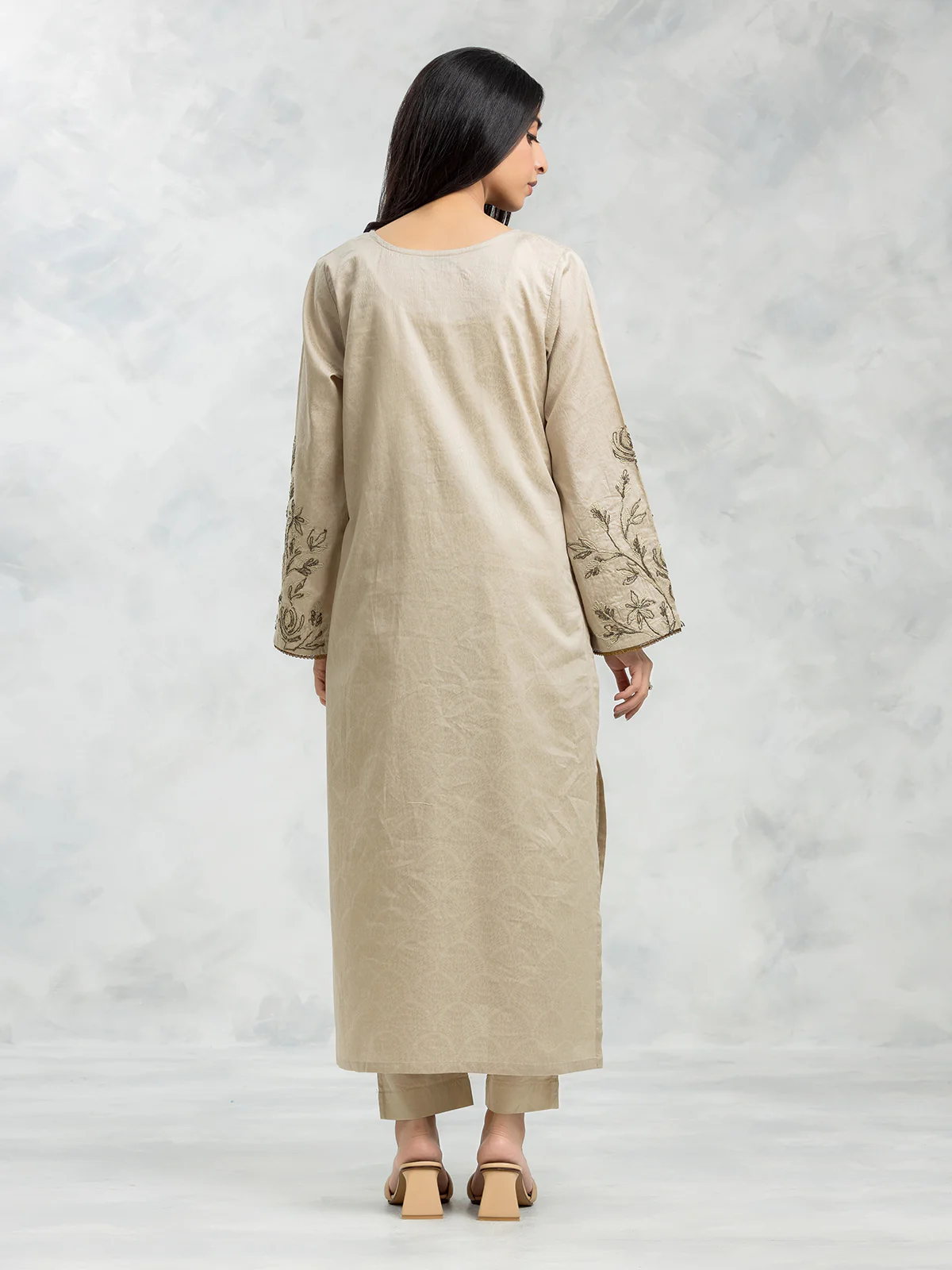 Embroidered Dobby Shirt Trouser - EWTKE24-69654ST - Image 6