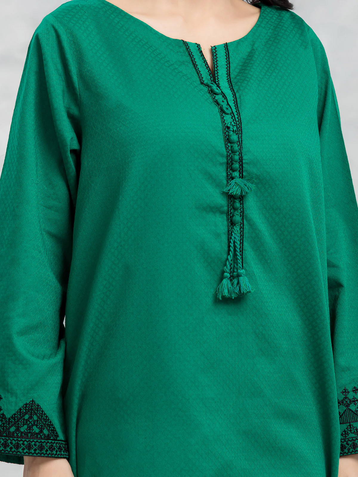Embroidered Dobby Shirt Trouser - EWTKE24-69660ST - Image 3