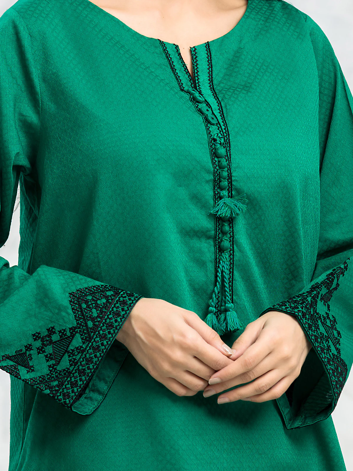 Embroidered Dobby Shirt Trouser - EWTKE24-69660ST - Image 4