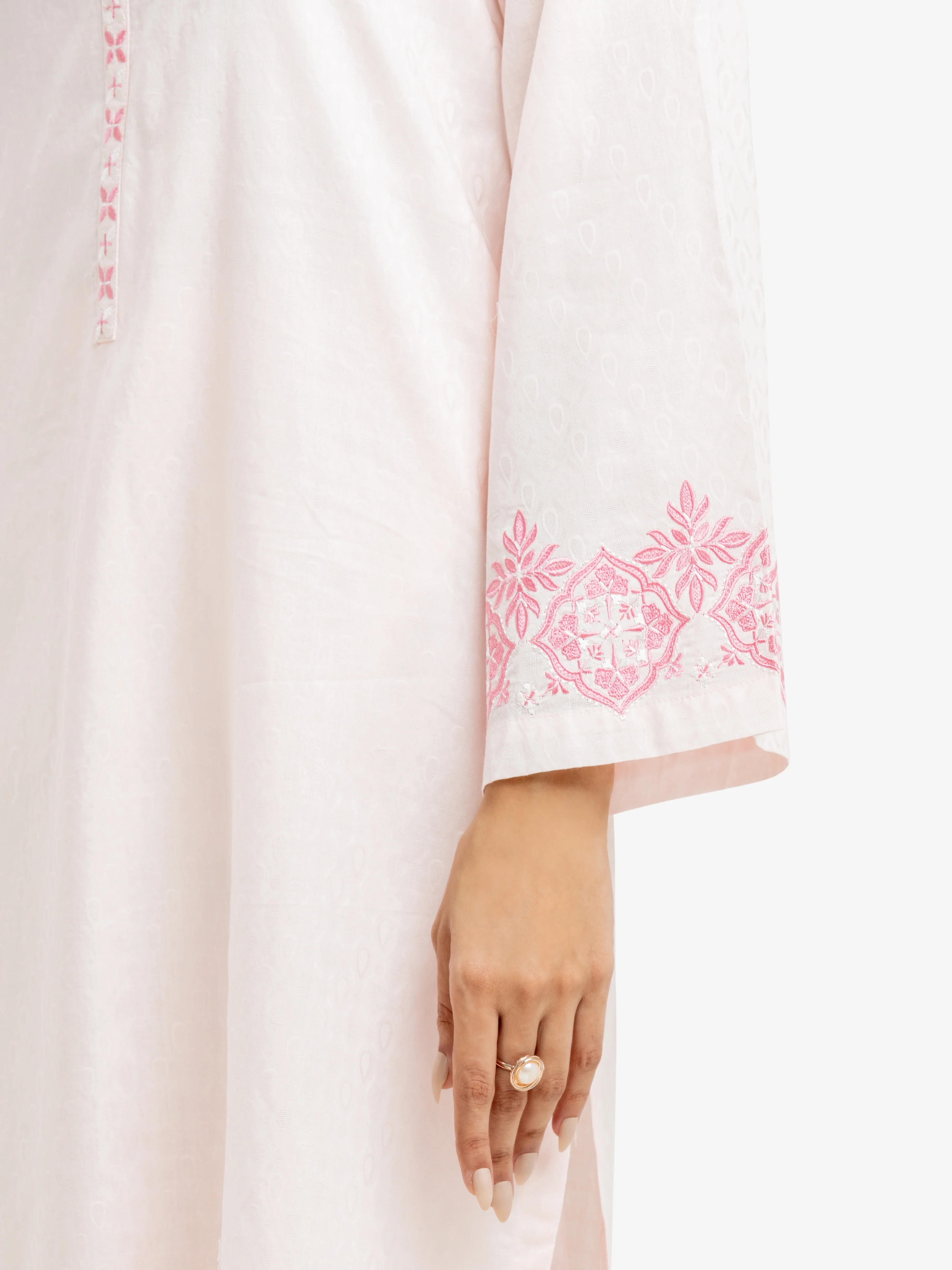 Embroidered Dobby Shirt Trouser - EWTKE24-69684ST - Image 3