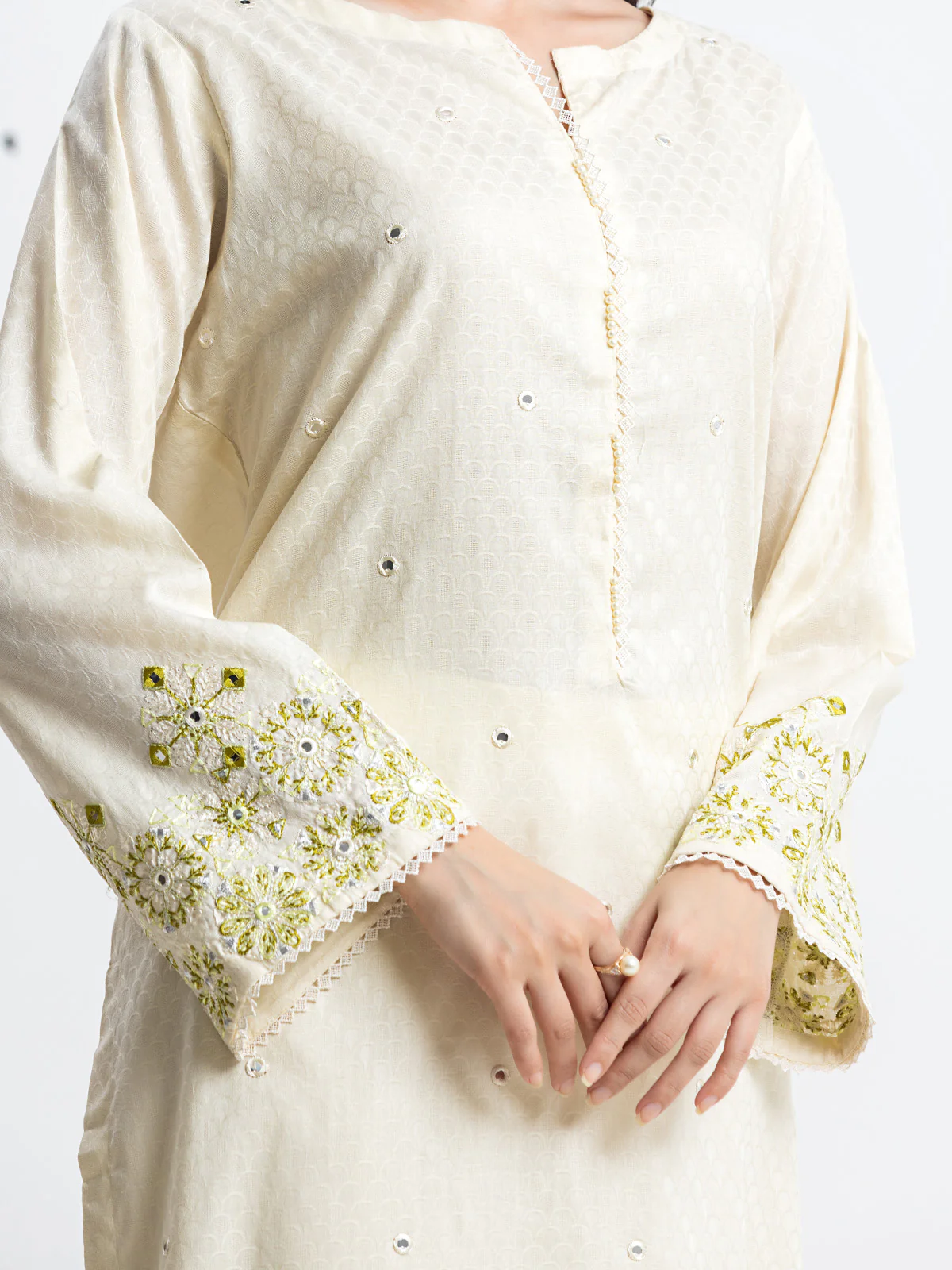 Embroidered Dobby Co-Ord Set - EWTKE24-69691ST - Image 3