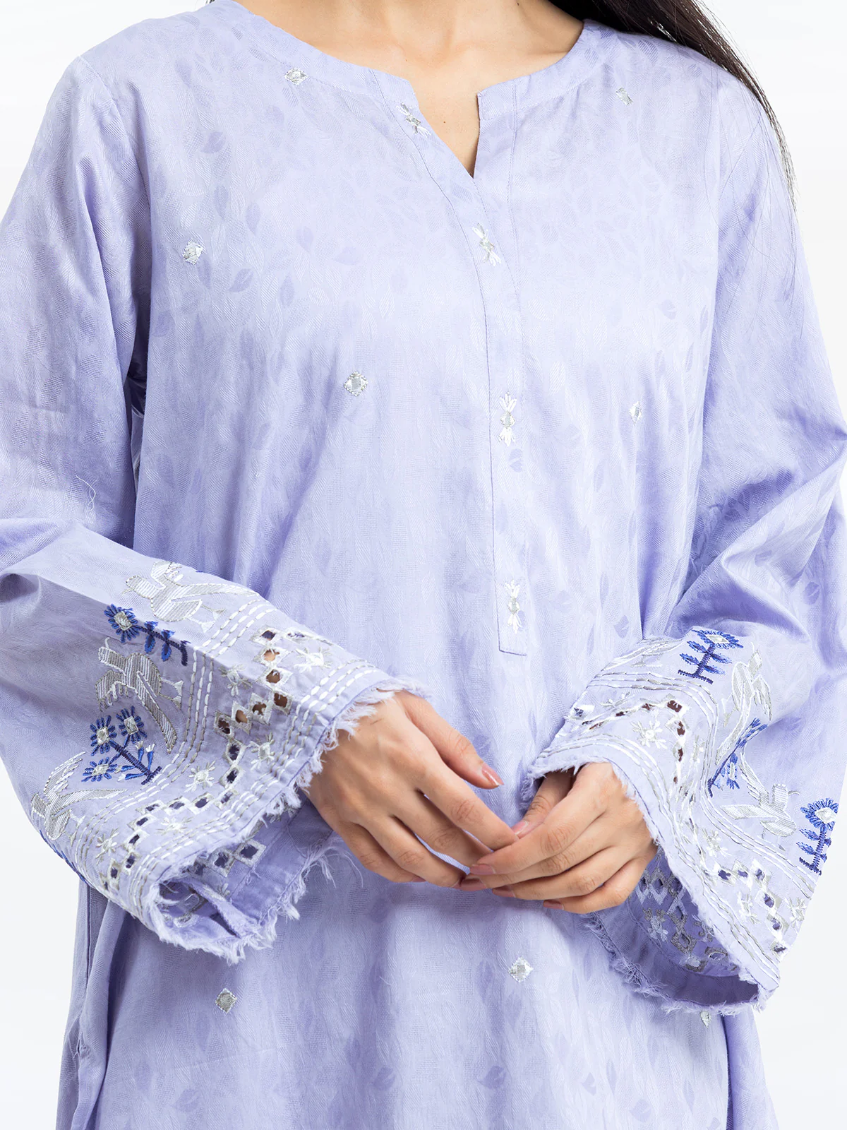 Embroidered Dobby Shirt Trouser - EWTKE24-69692ST - Image 3