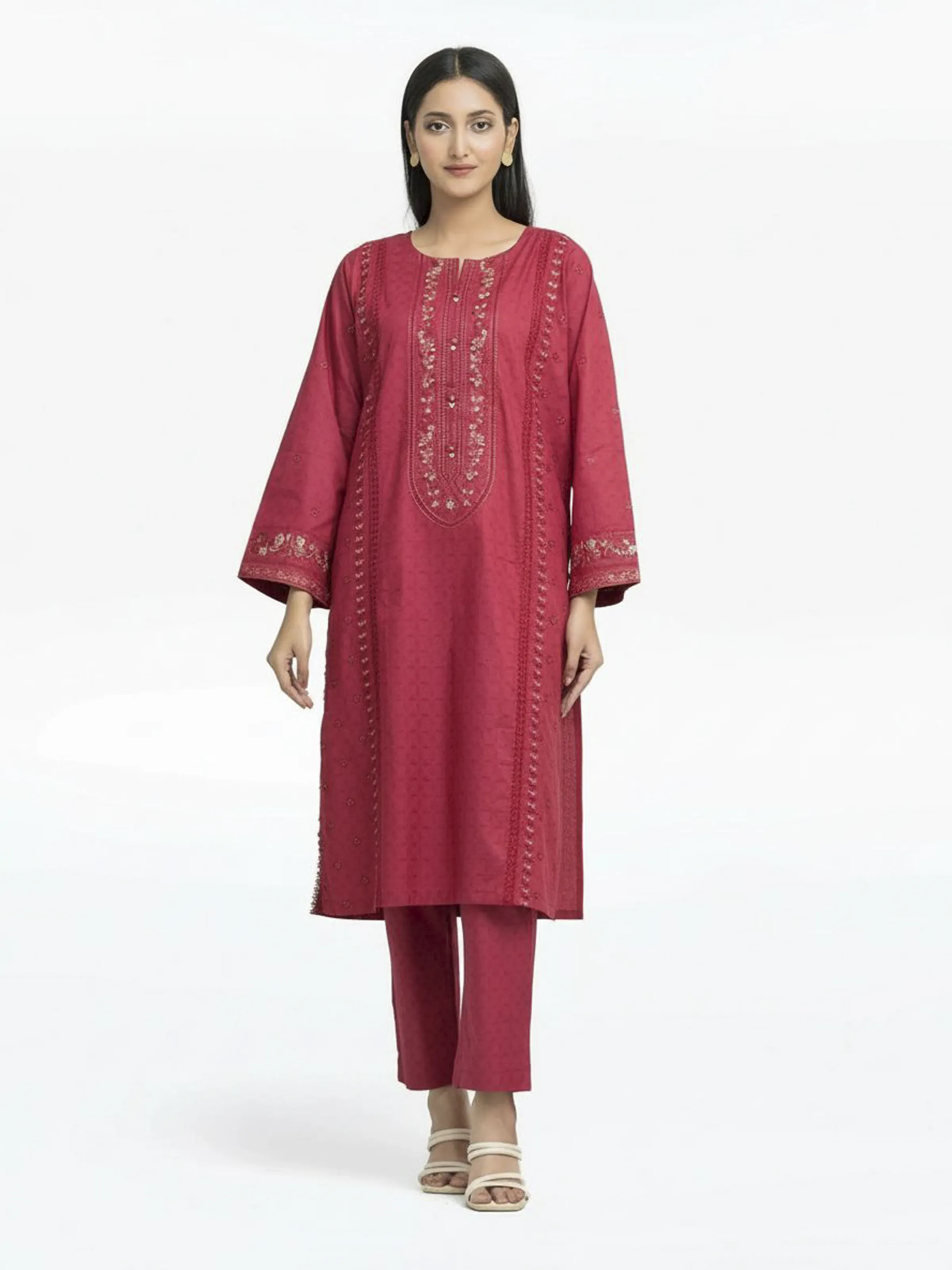 Embroidered Dobby Shirt Trouser - EWTKE24-81341ST