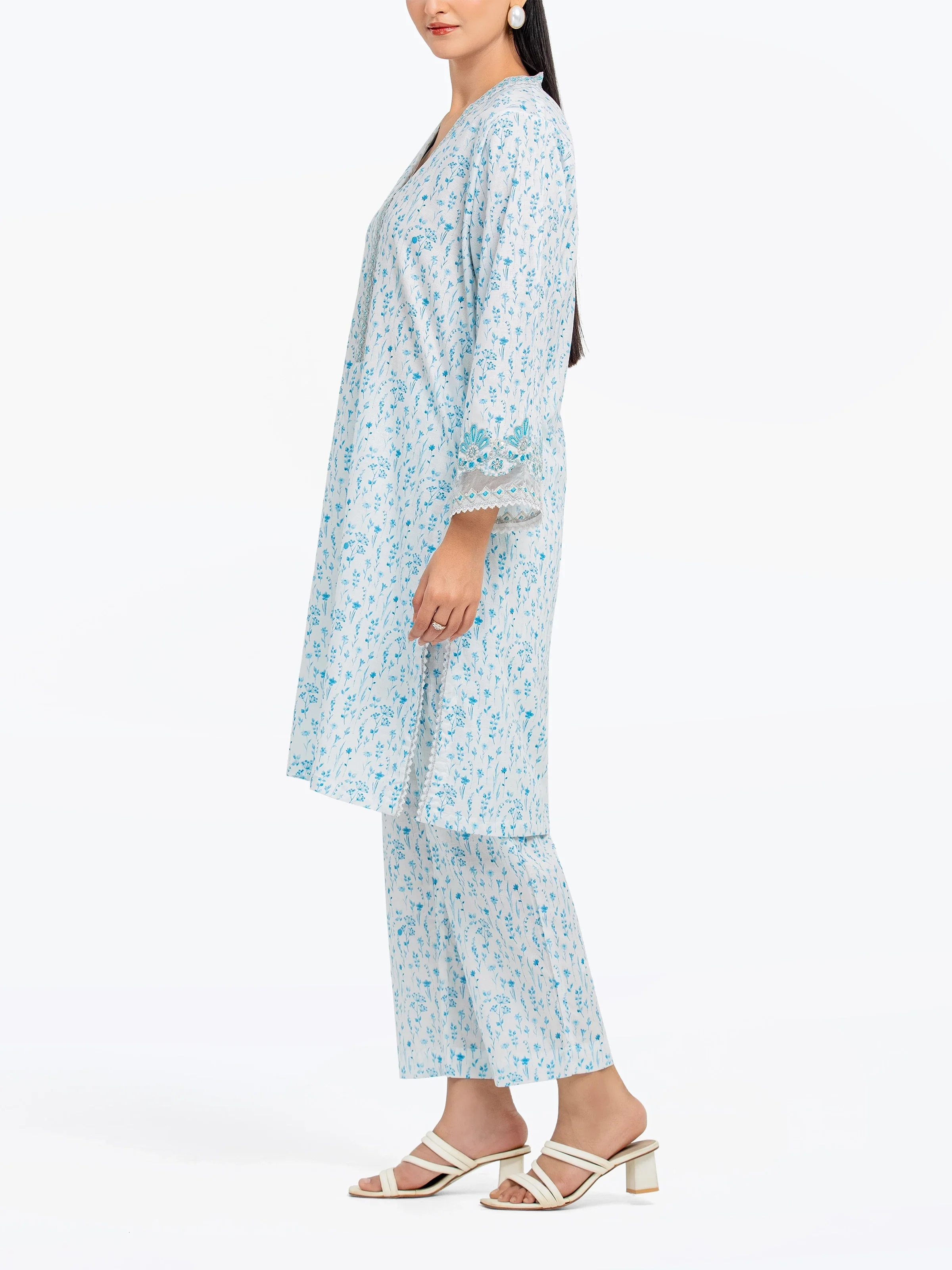 Embroidered Dobby Co-Ord Set - EWTKE24-81348ST - Image 4