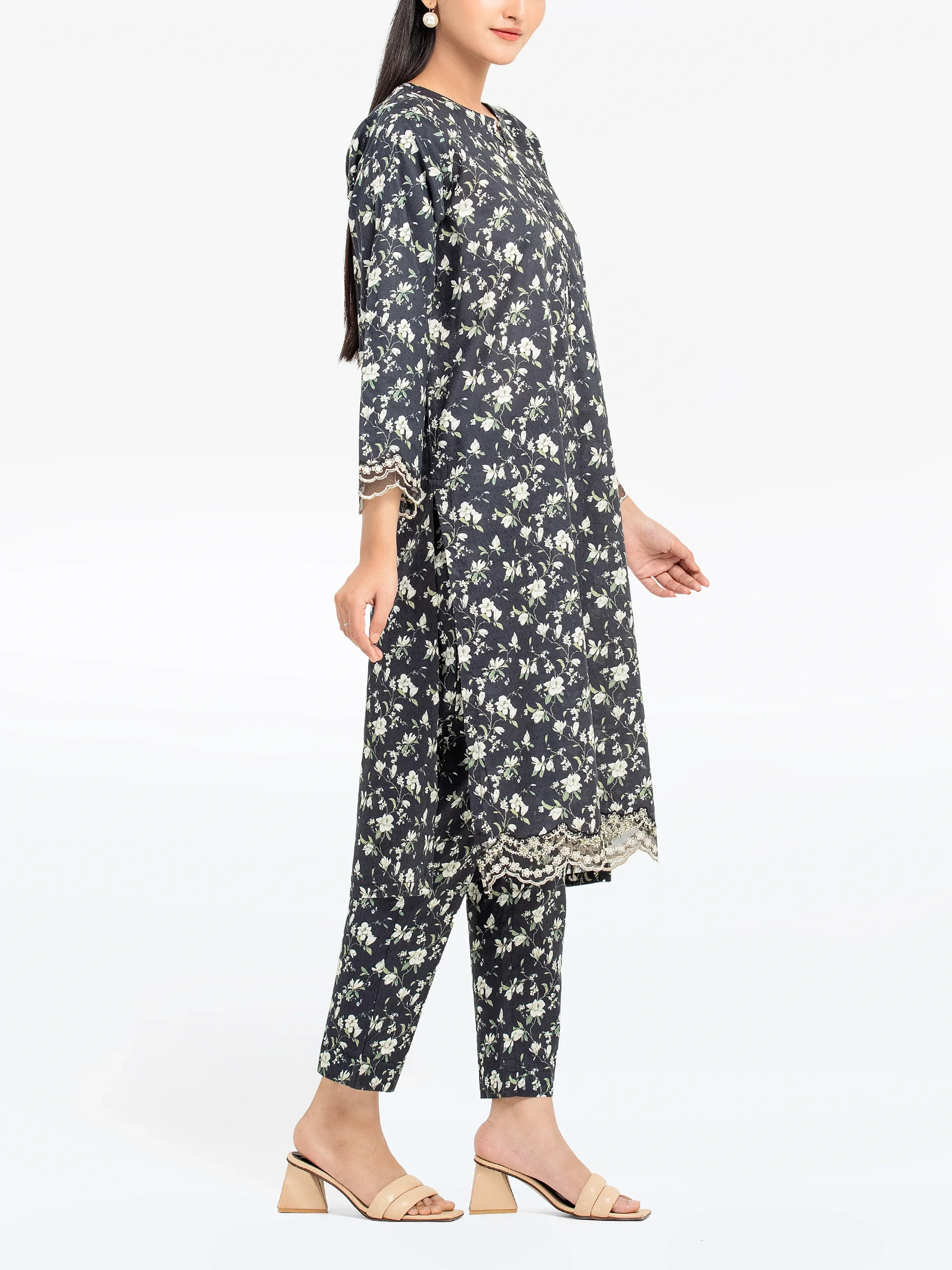 Embroidered Dobby Co-Ord Set - EWTKE24-81353ST - Image 5