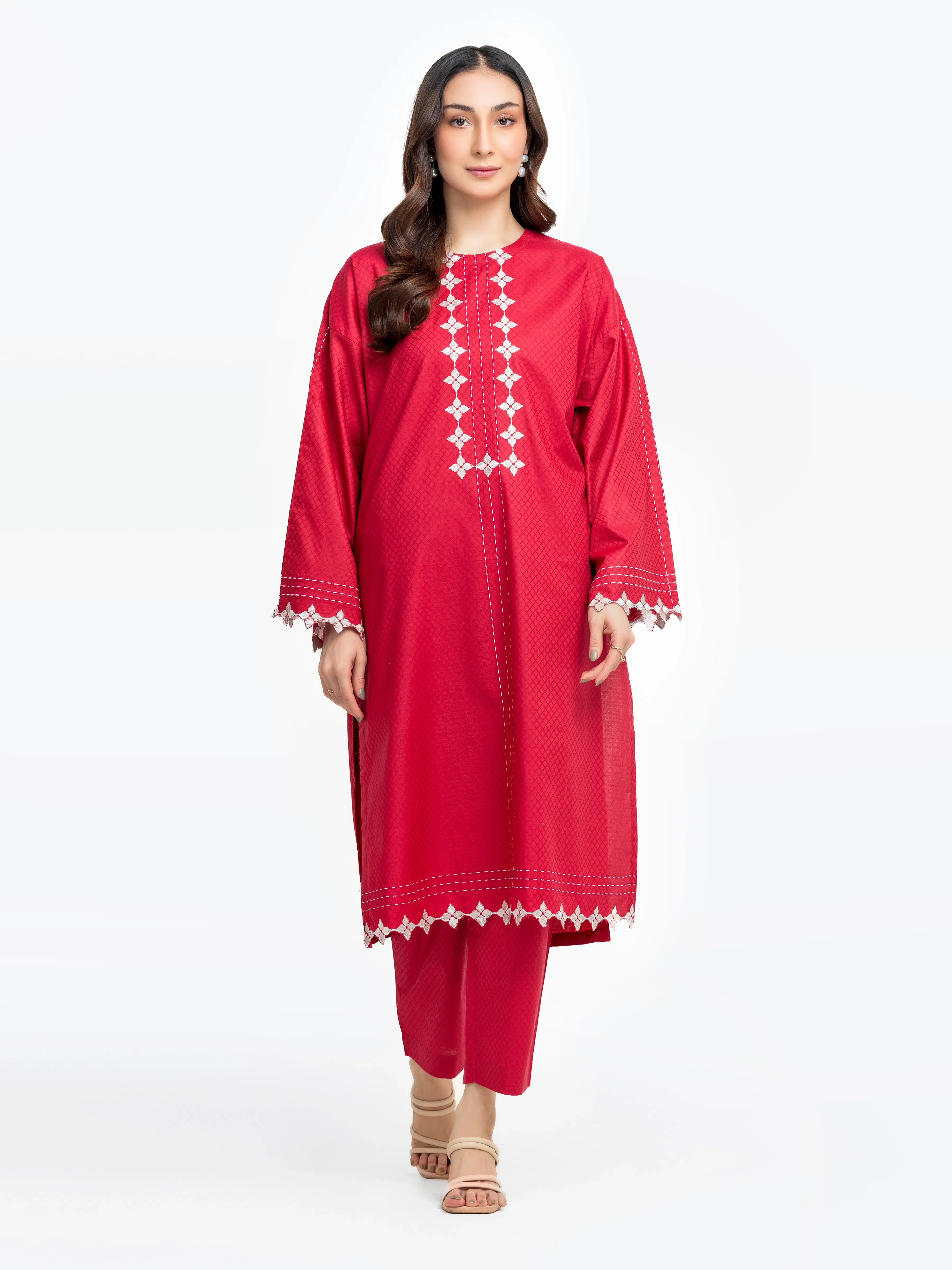 Embroidered Dobby Shirt Trouser - EWTKE24-81451ST - Image 2
