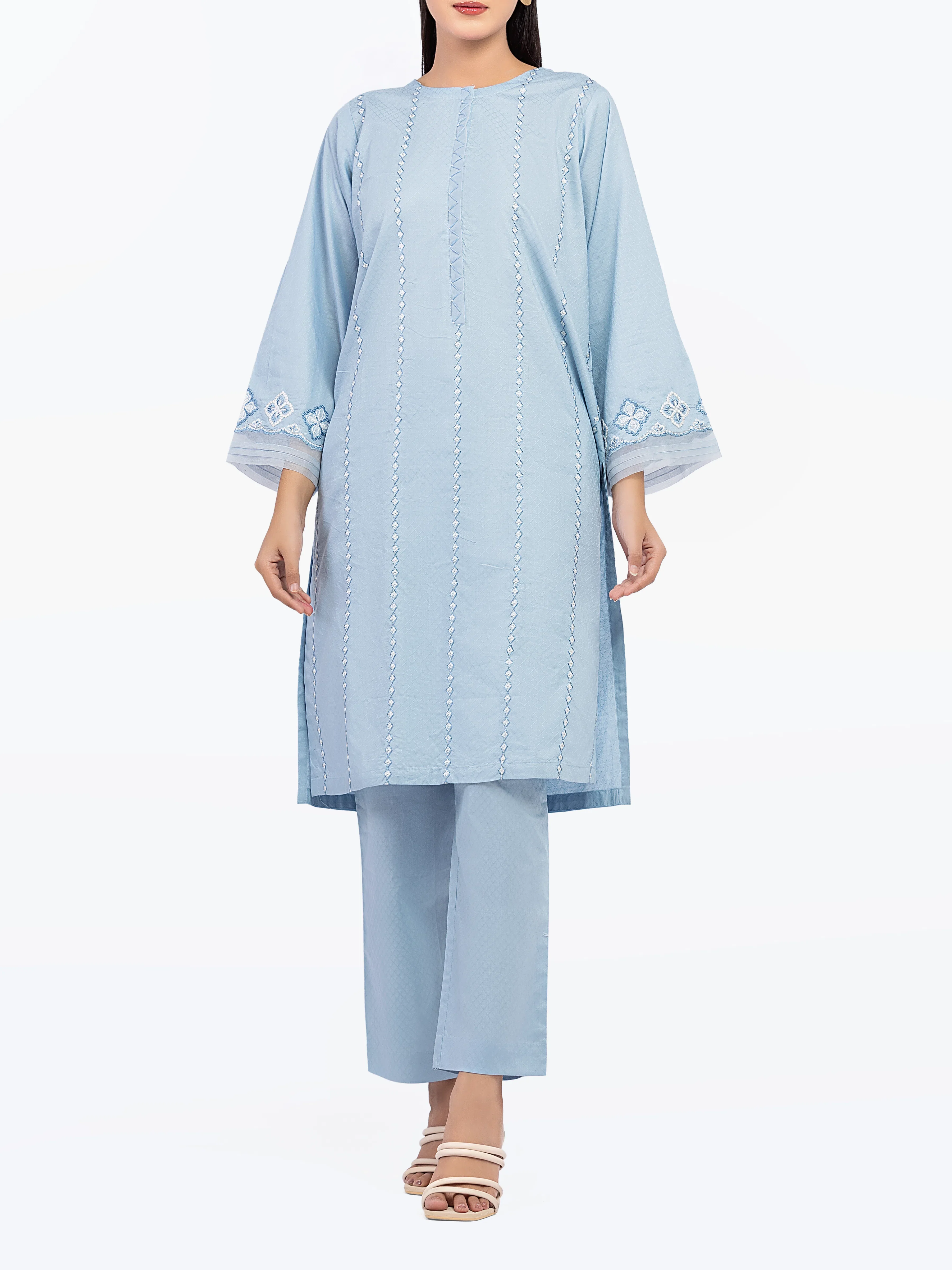 Embroidered Dobby Shirt Trouser - EWTKE24-81452ST